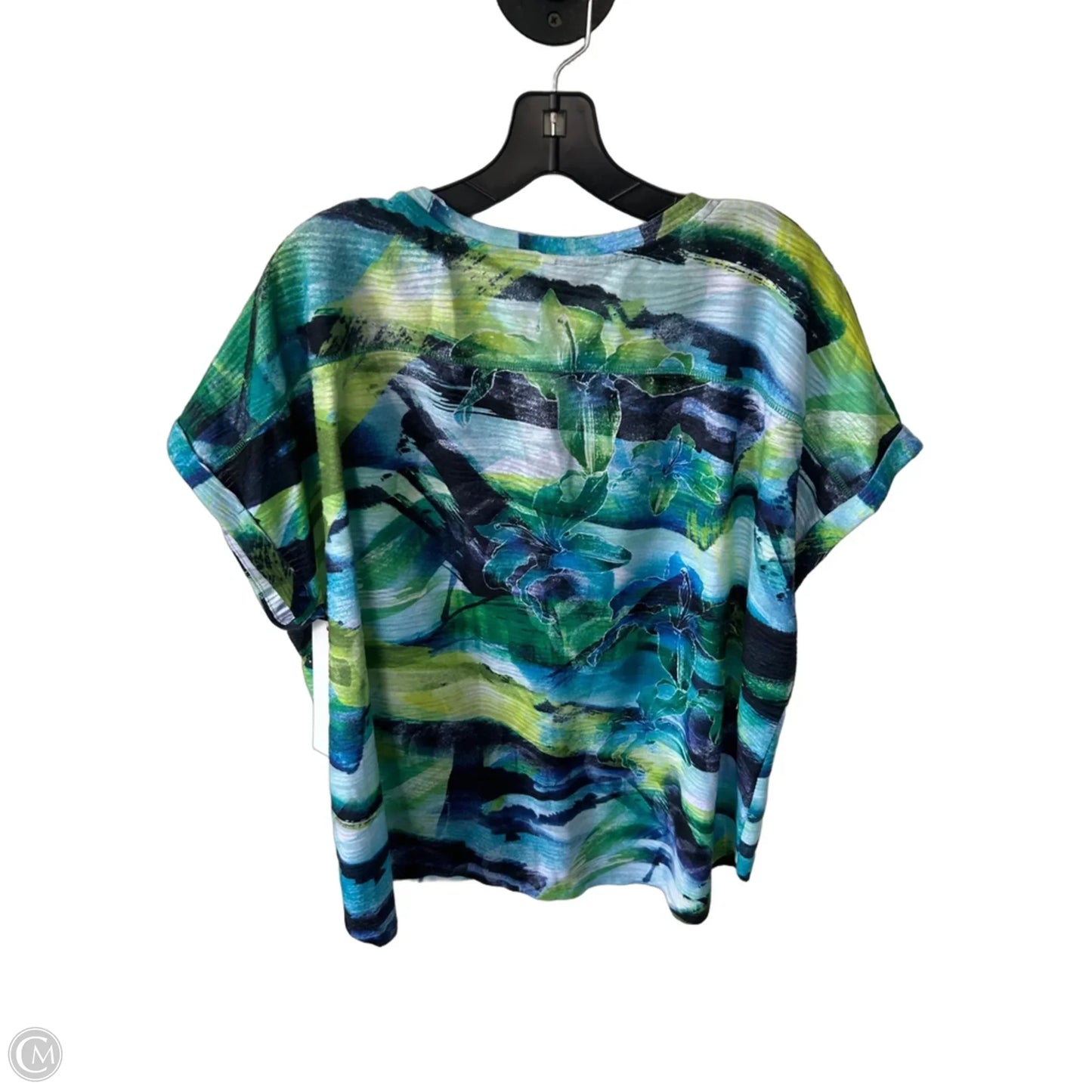 Top Short Sleeve By Leo And Nicole In Blue & Green, Size: 2x