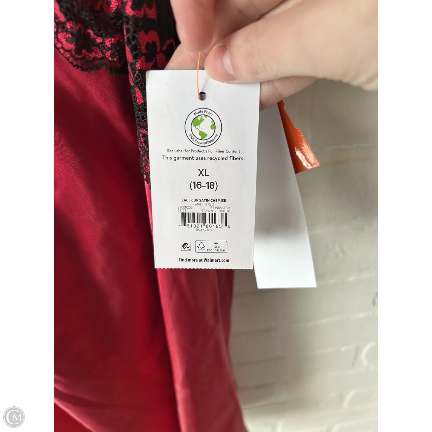 Nightgown By Joyspun In Black & Red, Size: Xl