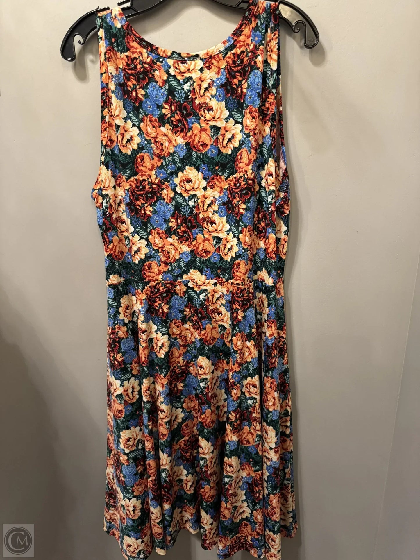 Dress Casual Midi By Lularoe In Blue & Green, Size: 2x
