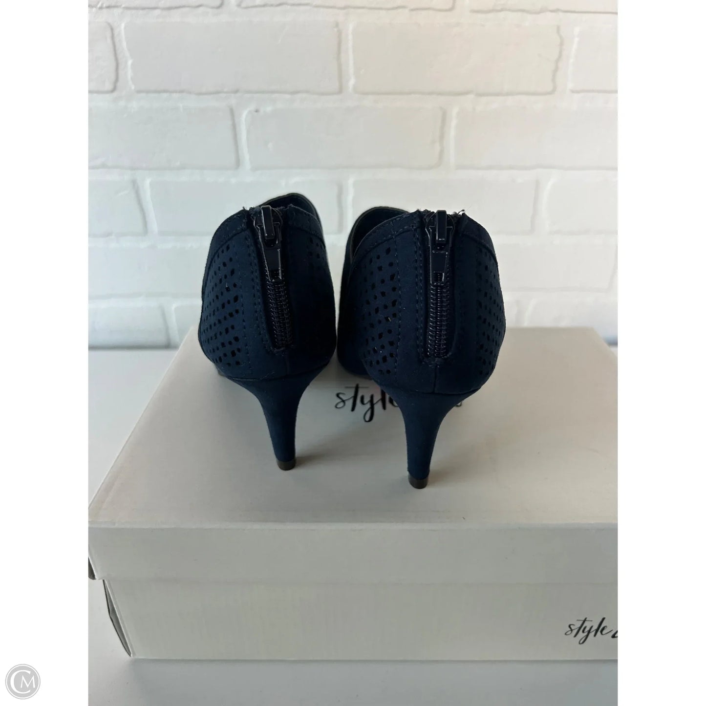 Sandals Heels Kitten By Style And Company In Blue, Size: 5.5