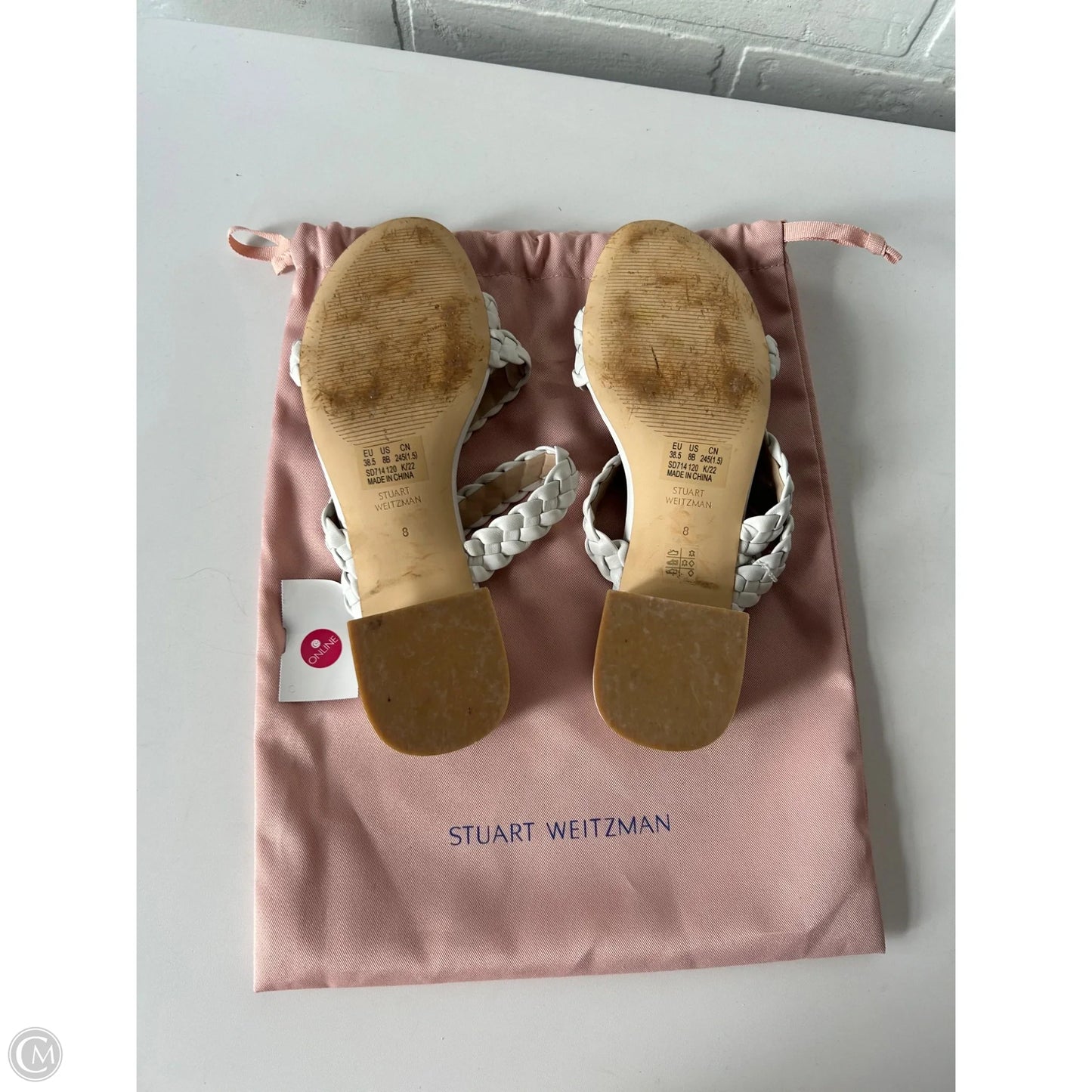 Sandals Designer By Stuart Weitzman In White, Size: 8