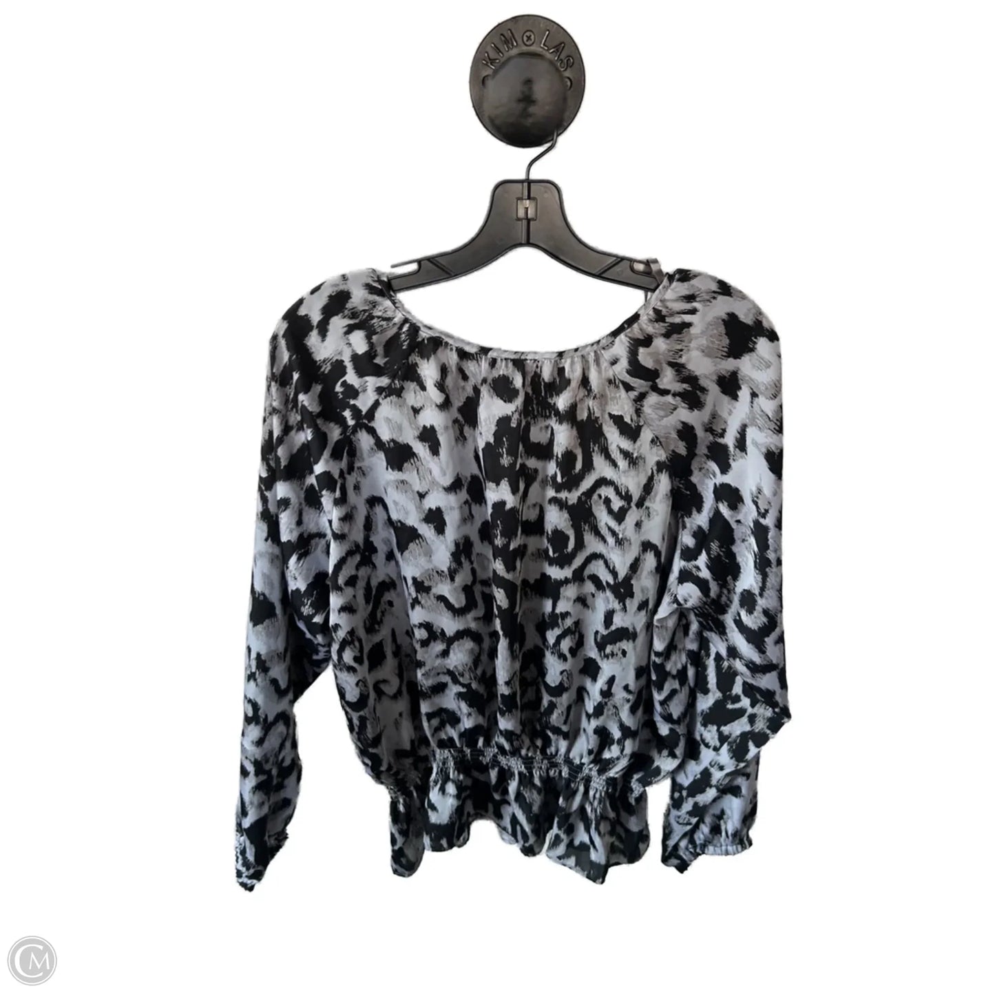 Top Long Sleeve By Michael By Michael Kors In Black & Grey, Size: Xl