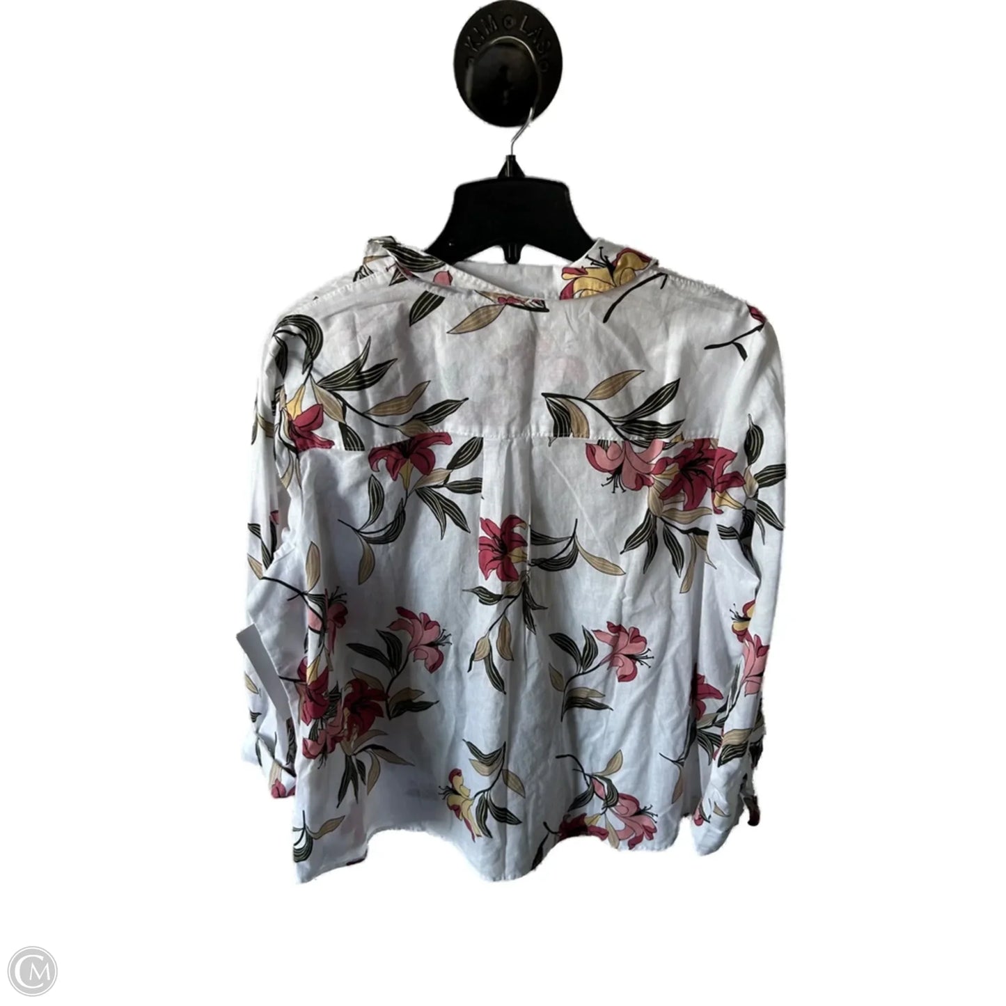 Top Long Sleeve By Liz Claiborne In Pink & White, Size: 1x