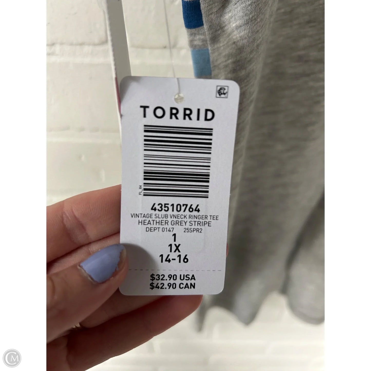 Top Short Sleeve Basic By Torrid In Grey & Pink, Size: 1x