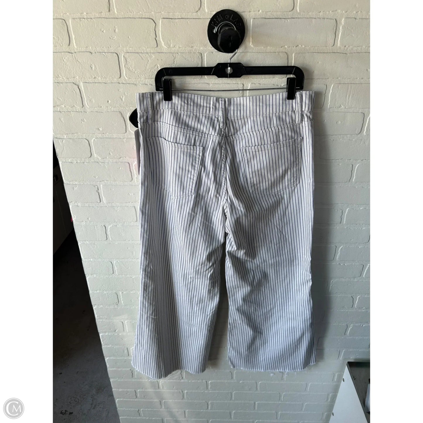 Jeans Cropped By Frame In Blue & White, Size: 12