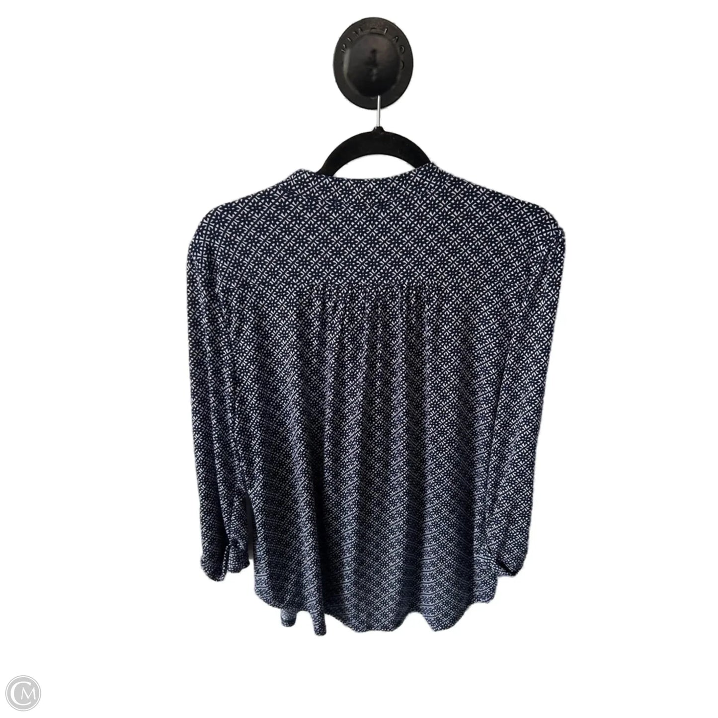 Top Long Sleeve By Dressbarn In Blue & White, Size: L