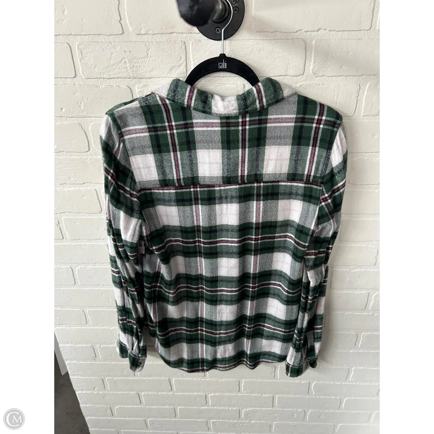Top Long Sleeve By American Eagle In Green & White, Size: M