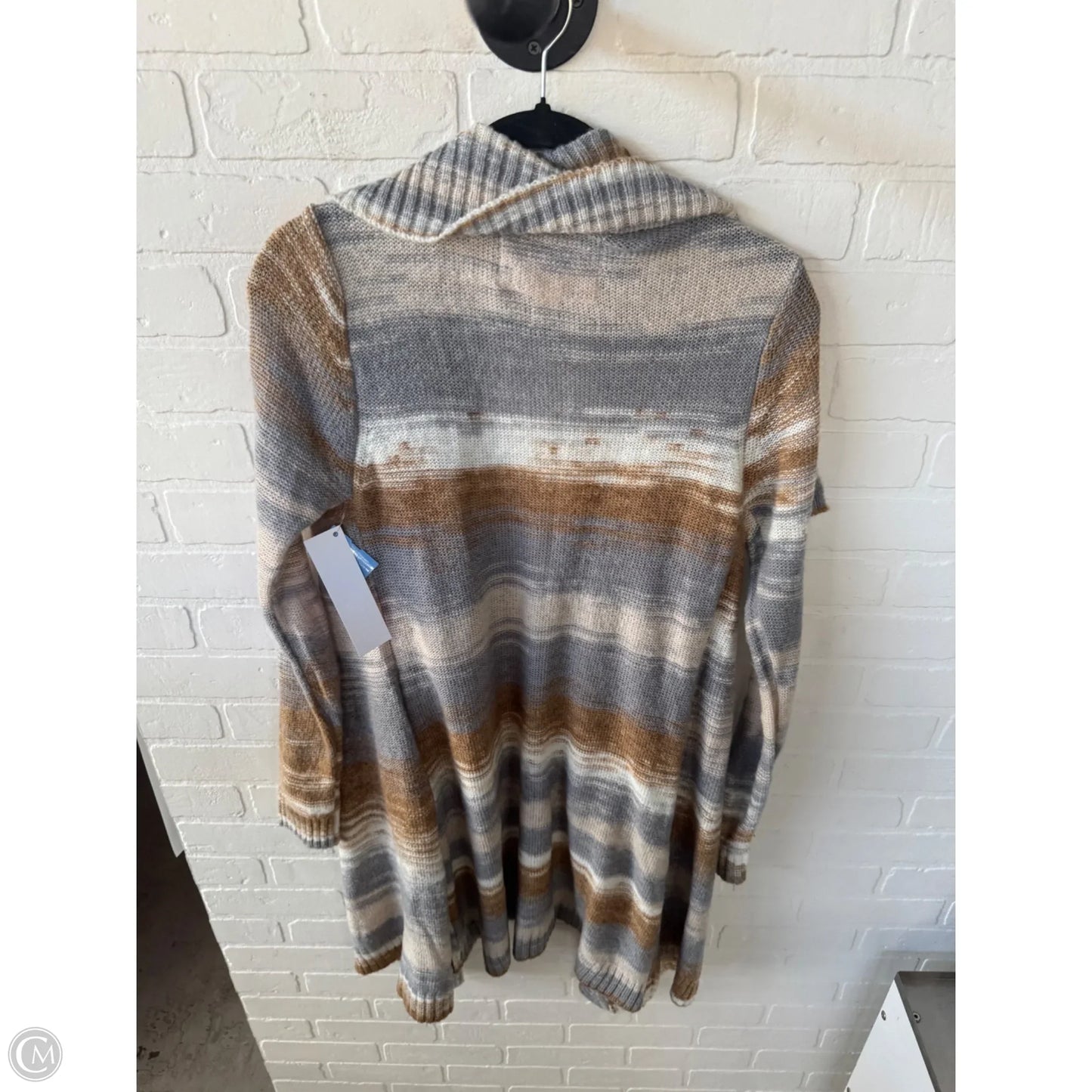 Sweater Cardigan By Clothes Mentor In Grey & Tan, Size: L