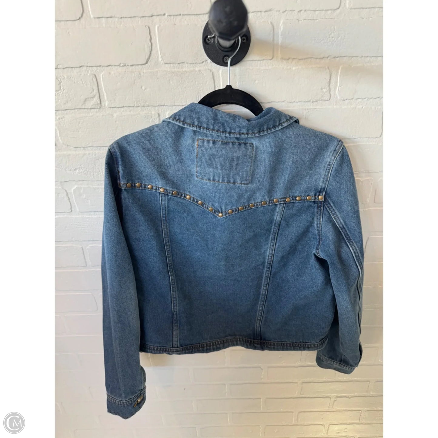 Jacket Designer By Frye In Blue Denim, Size: M