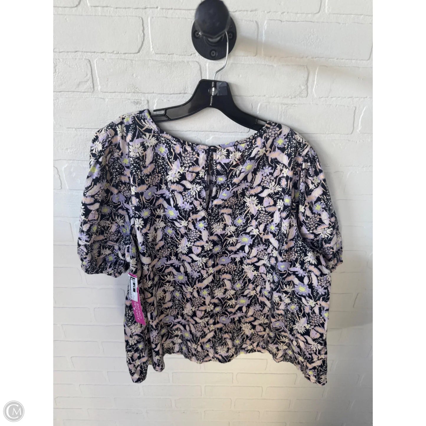 Top Short Sleeve By Ava & Viv In Black & Purple, Size: 1x