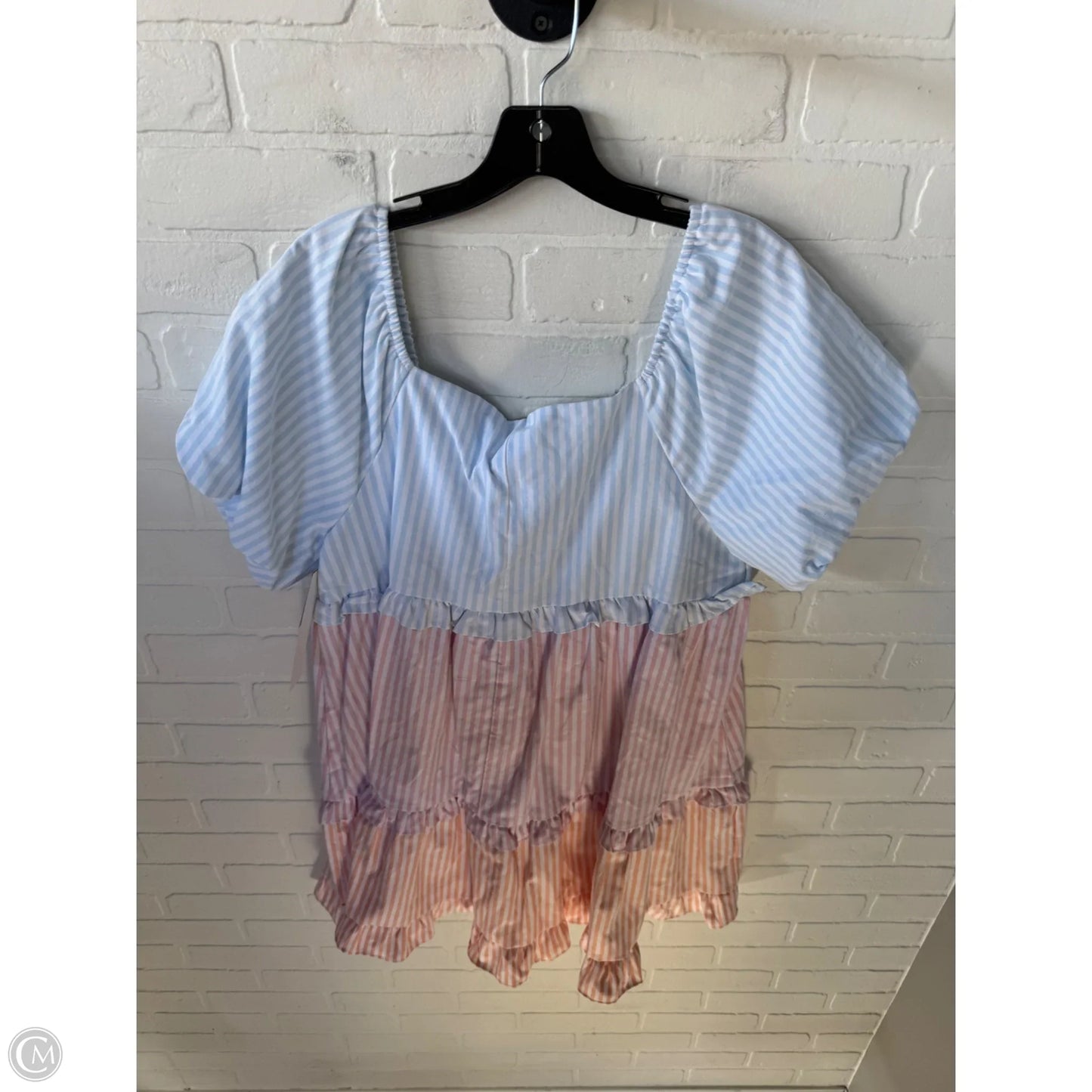 Dress Casual Short By Bibi In Blue & White, Size: Xl