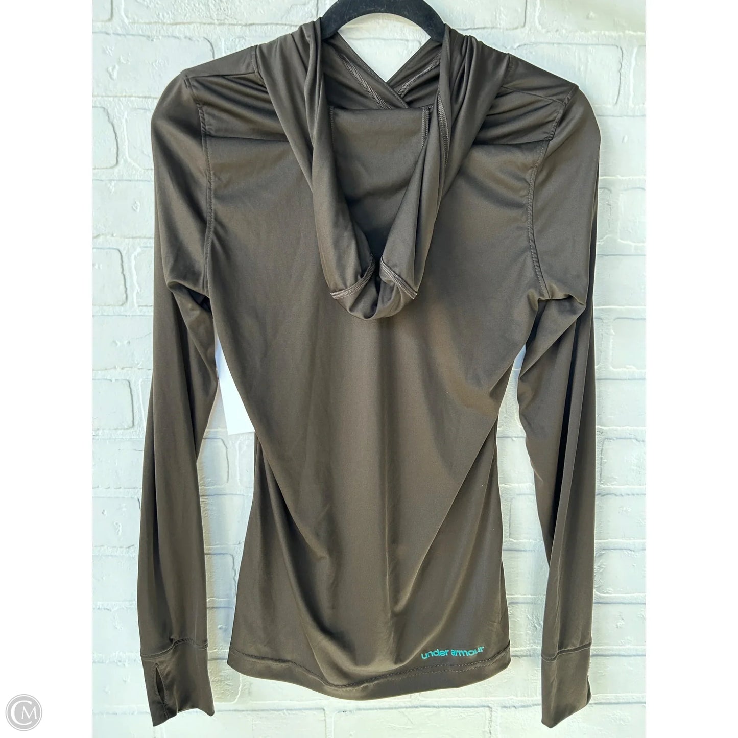 Athletic Top Long Sleeve Hoodie By Under Armour In Brown, Size: L
