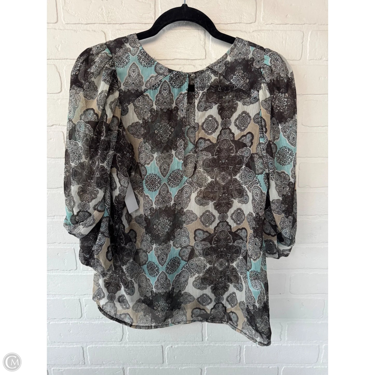 Top Short Sleeve By Bcbgeneration In Blue & Brown, Size: S