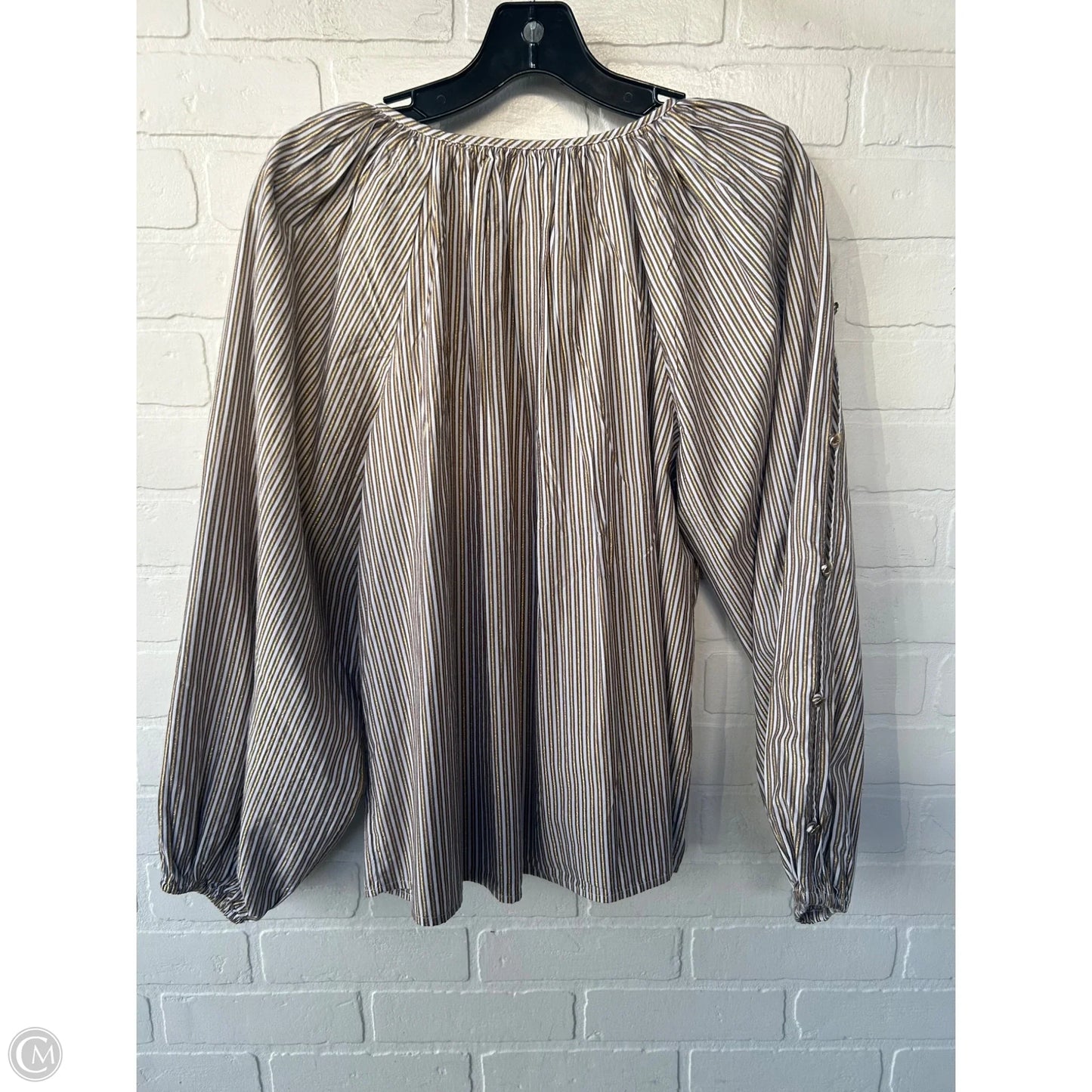 Top Long Sleeve By Loft In Gold & White, Size: Xs