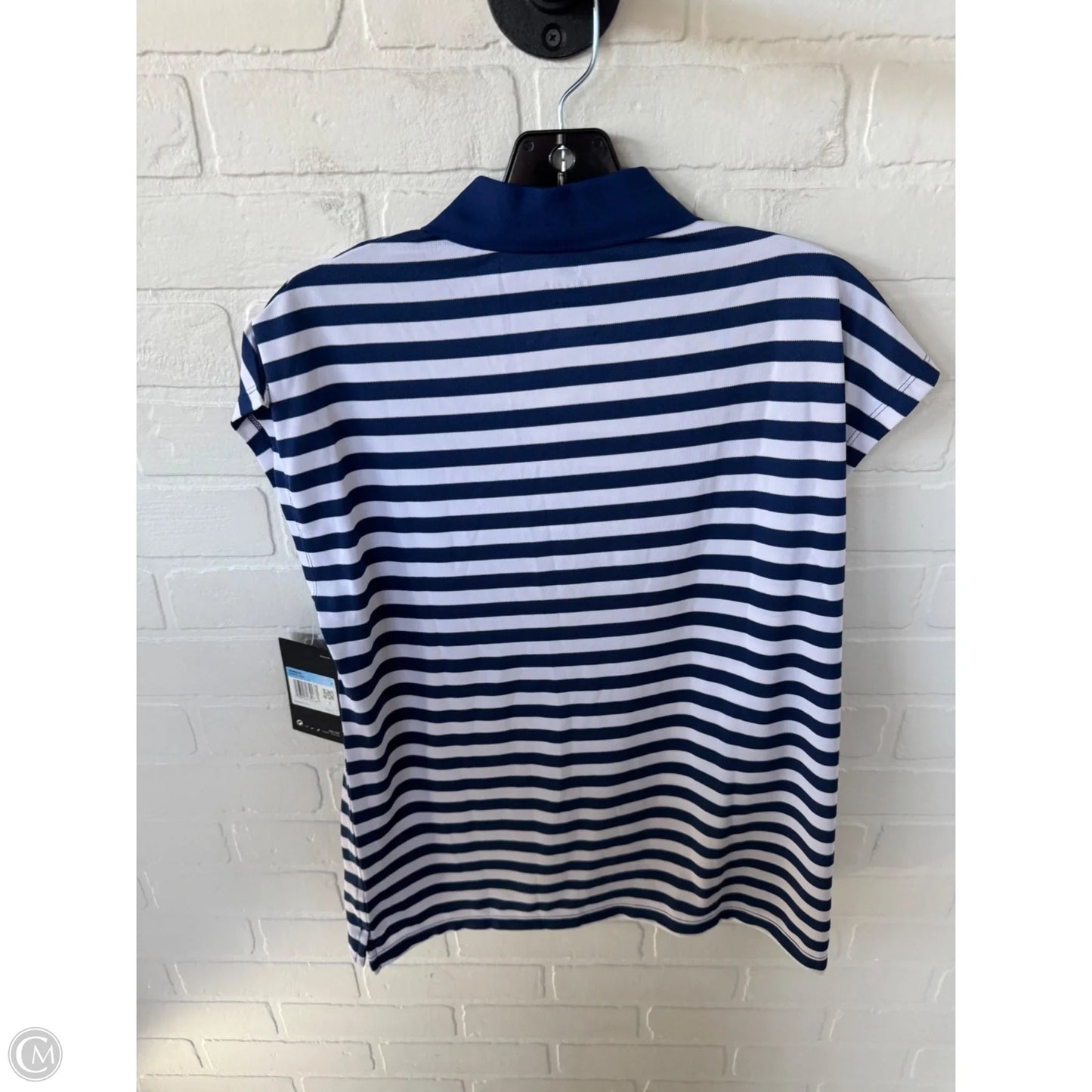 Athletic Top Short Sleeve By Nike In Blue & White, Size: M