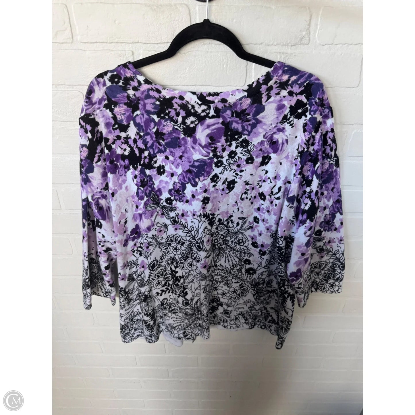 Sweater Cardigan By Cj Banks In Black & Purple, Size: 2x
