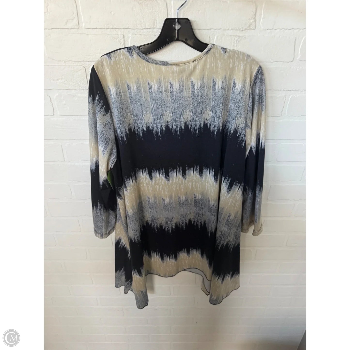 Tunic 3/4 Sleeve By Clothes Mentor In Black & Tan, Size: 2x