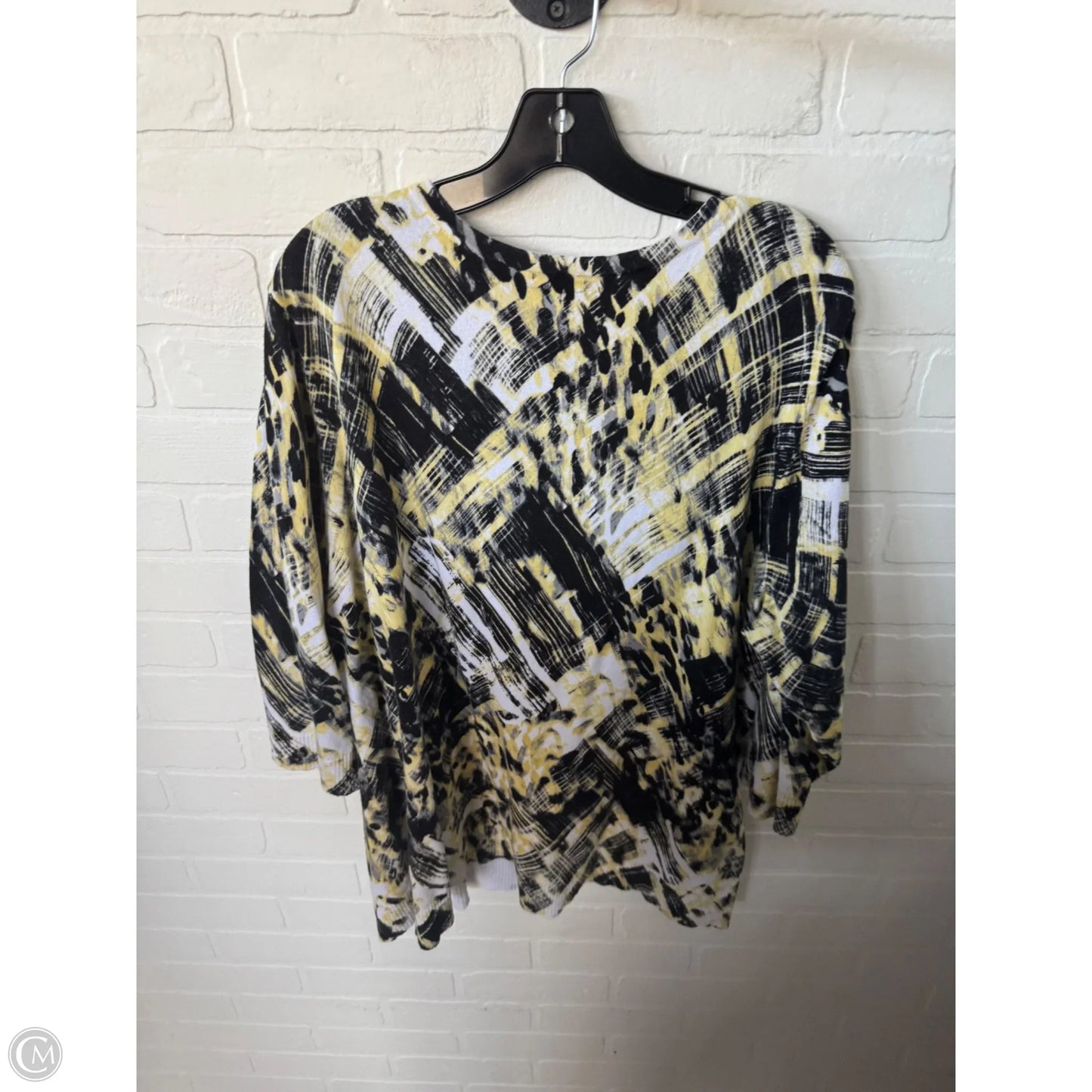 Sweater Cardigan By Cj Banks In Black & Yellow, Size: 2x