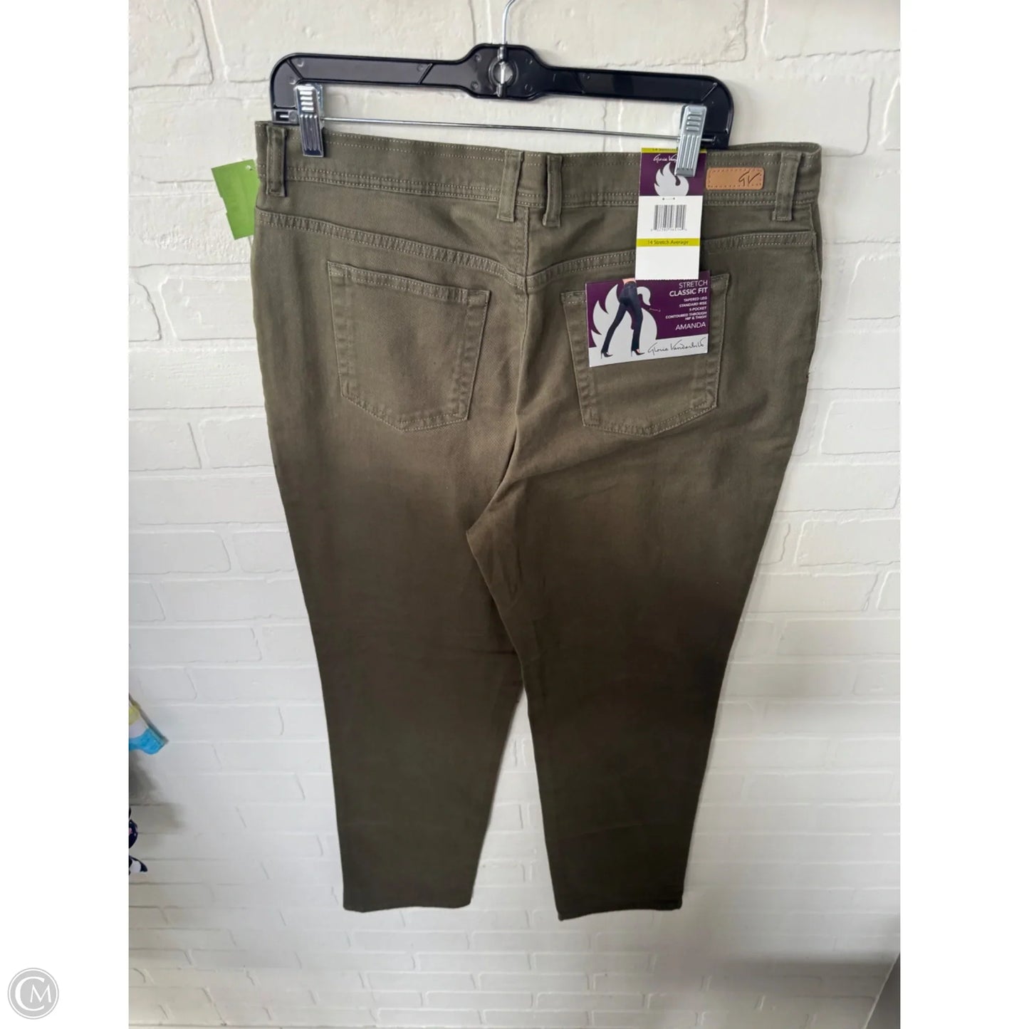 Jeans Straight By Gloria Vanderbilt In Green Denim, Size: 14
