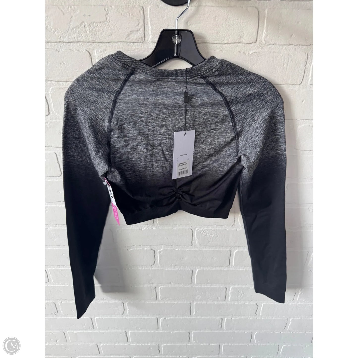 Athletic Top Long Sleeve Crewneck By Gym Shark In Black & Grey, Size: S