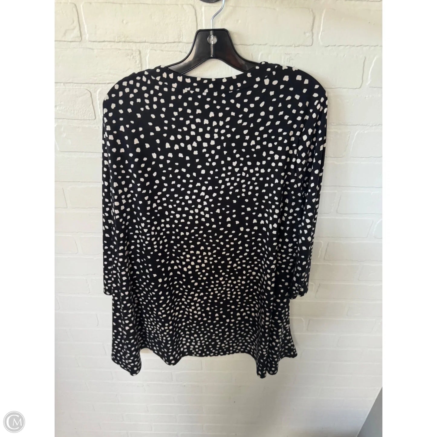 Tunic 3/4 Sleeve By Anne Klein In Black & Tan, Size: 1x