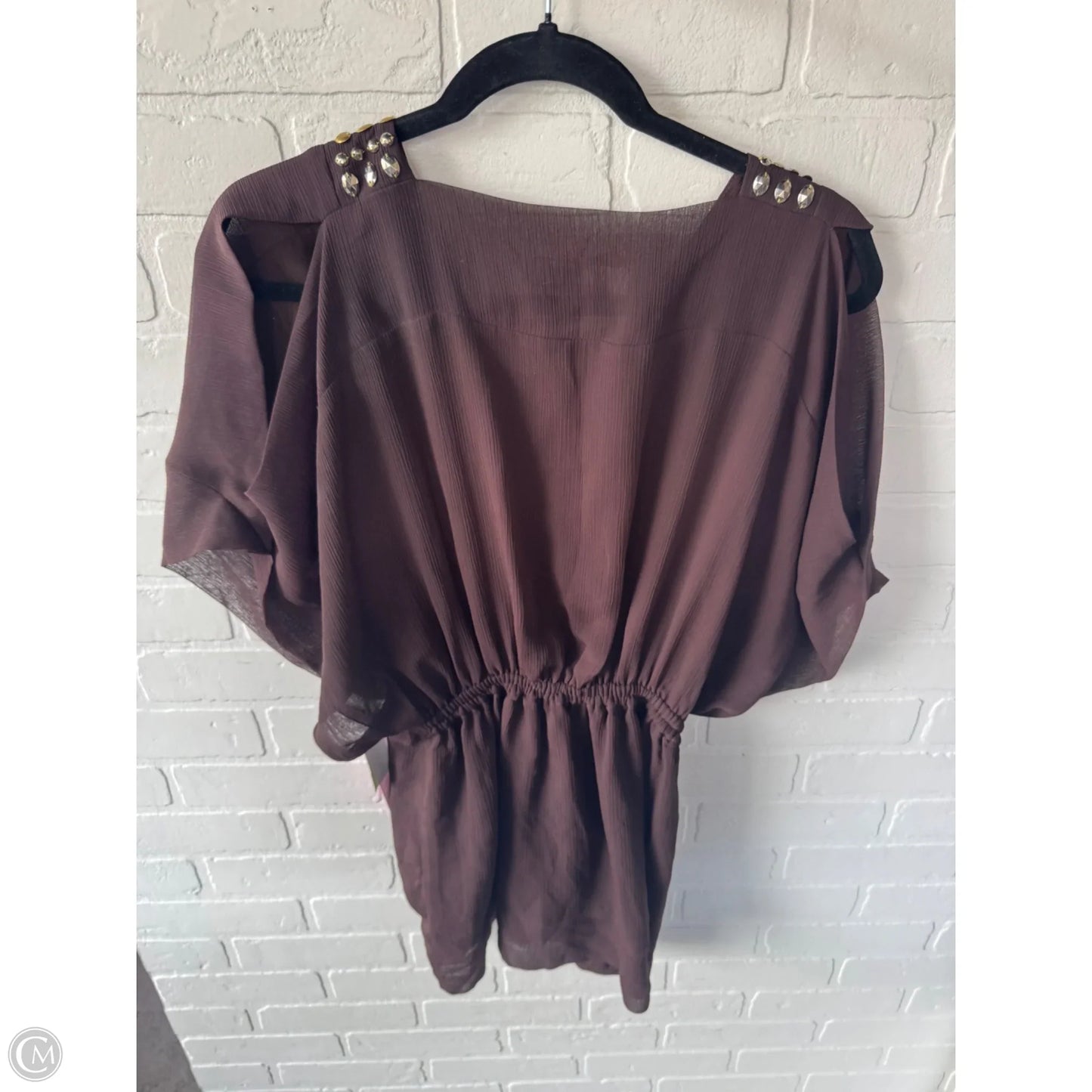 Top Short Sleeve By Michael By Michael Kors In Brown & Gold, Size: S