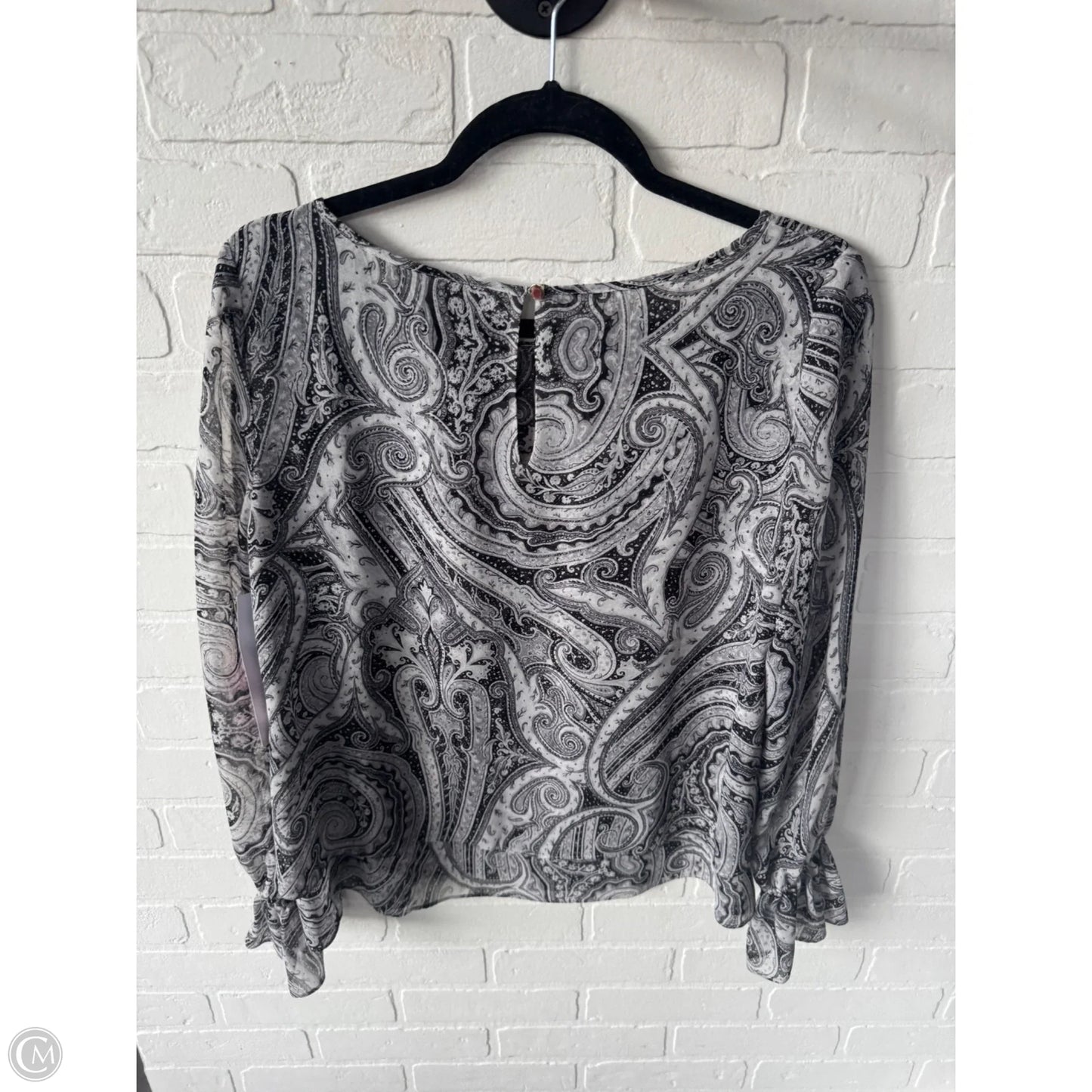 Top Long Sleeve By White House Black Market In Black & Grey, Size: S