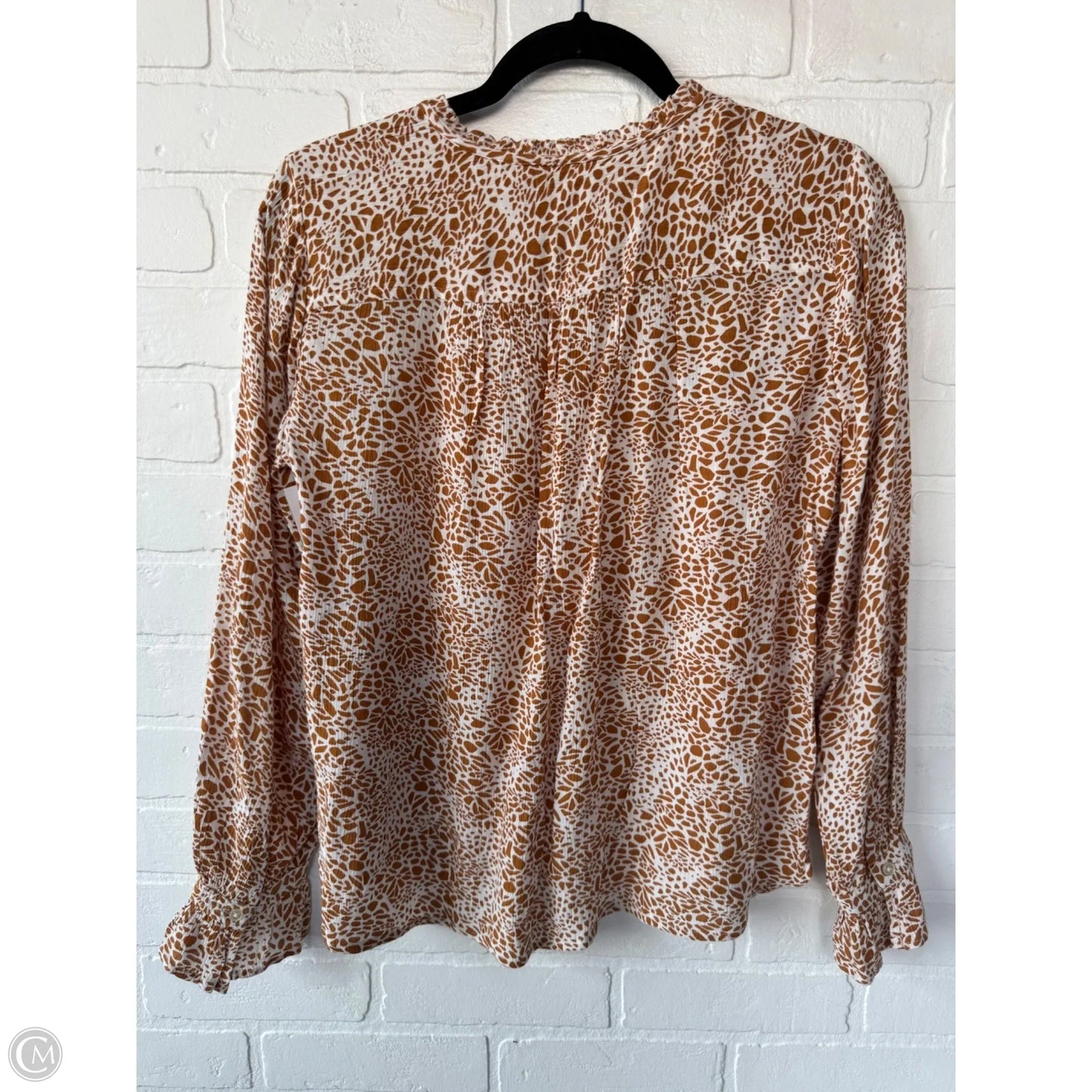 Top Long Sleeve By Loft In Orange & White, Size: Xsp