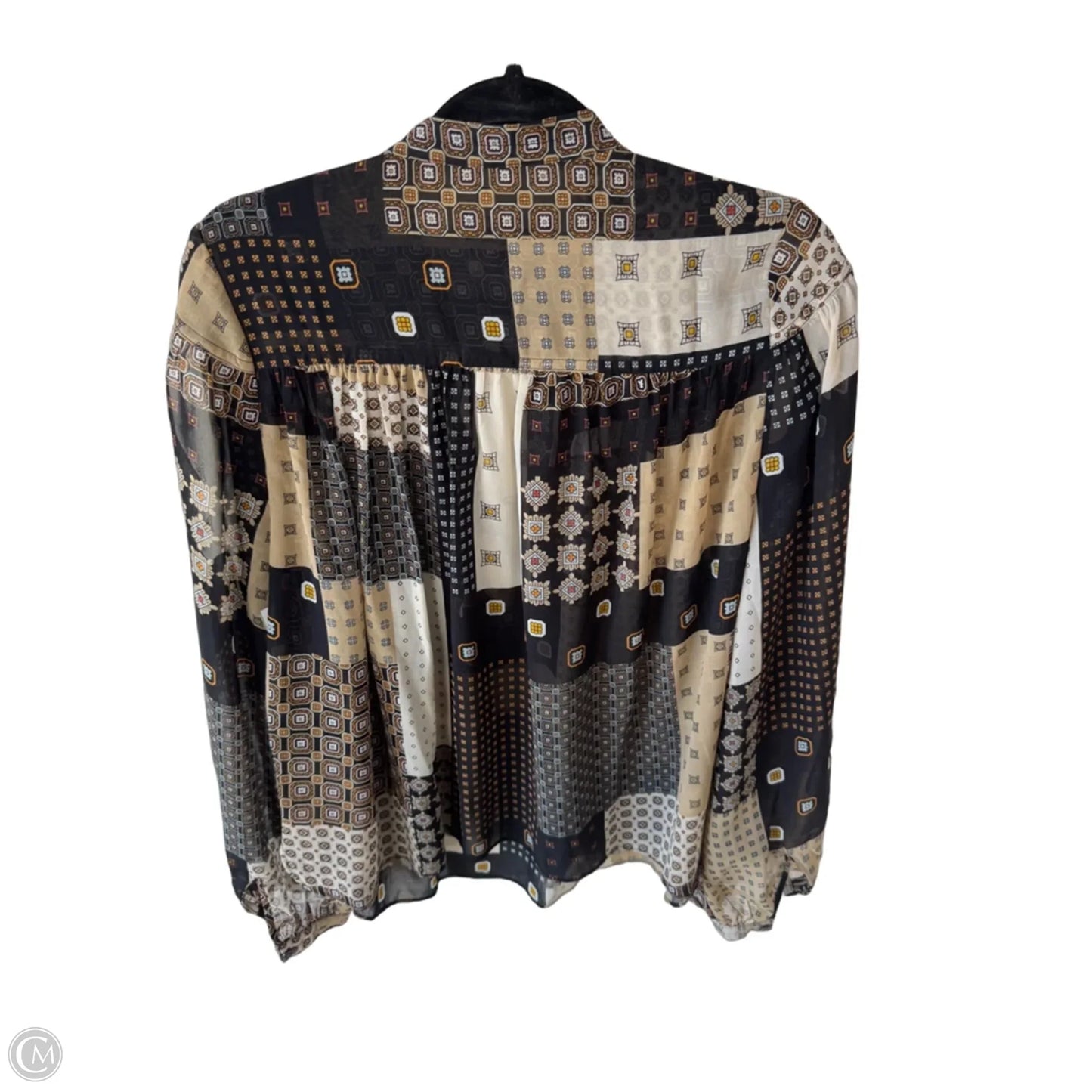Top Long Sleeve By Banana Republic In Black & Brown, Size: S