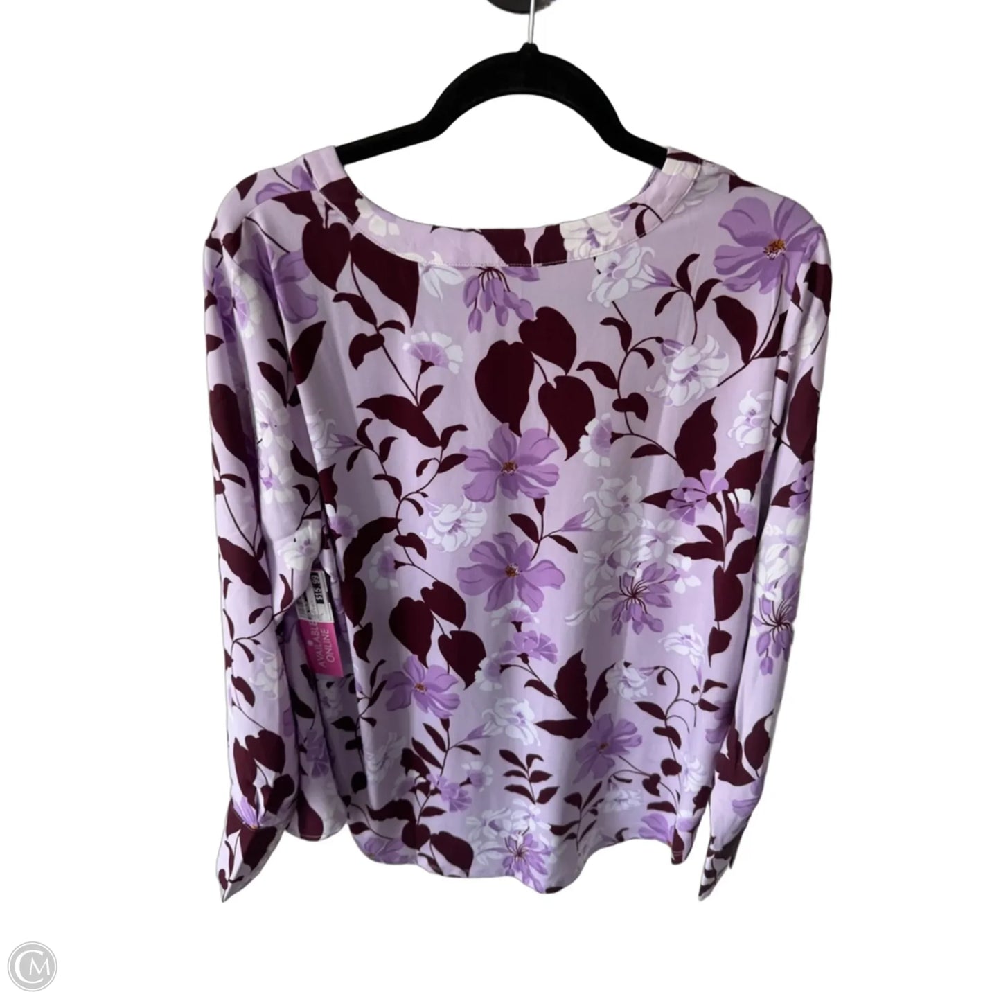 Top Long Sleeve By Ann Taylor In Purple & White, Size: L