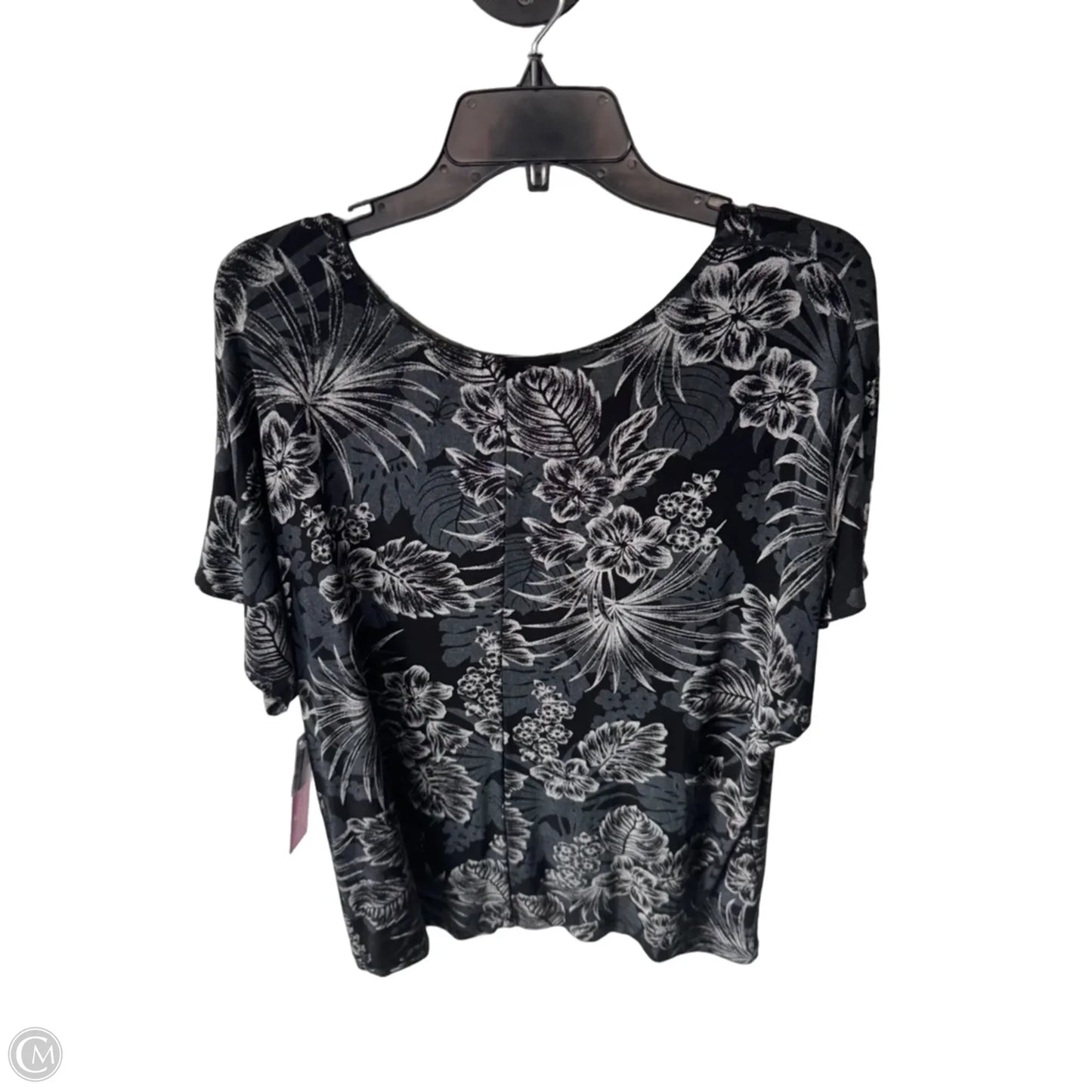 Top Short Sleeve By Citiknits In Black & Grey, Size: 1x