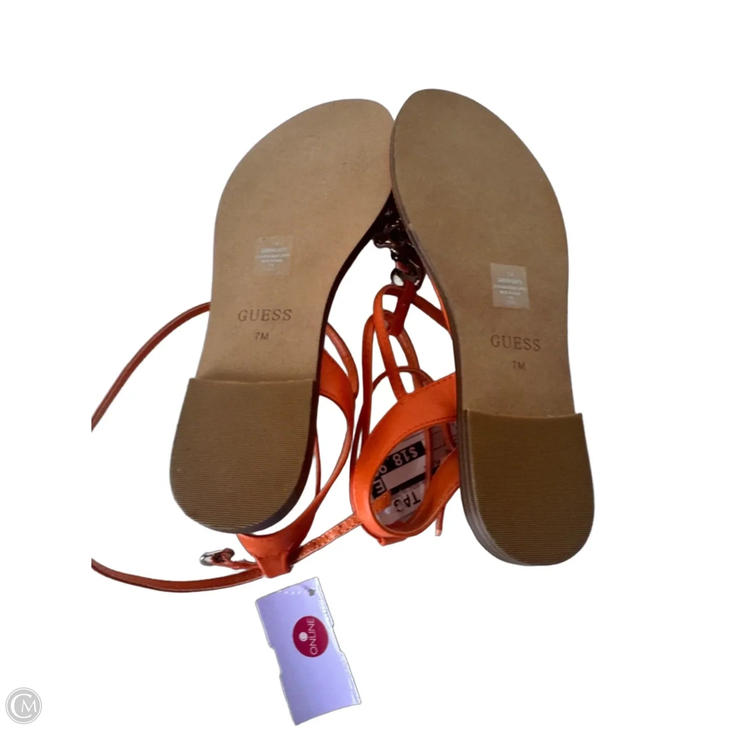 Sandals Flats By Guess In Orange, Size: 7