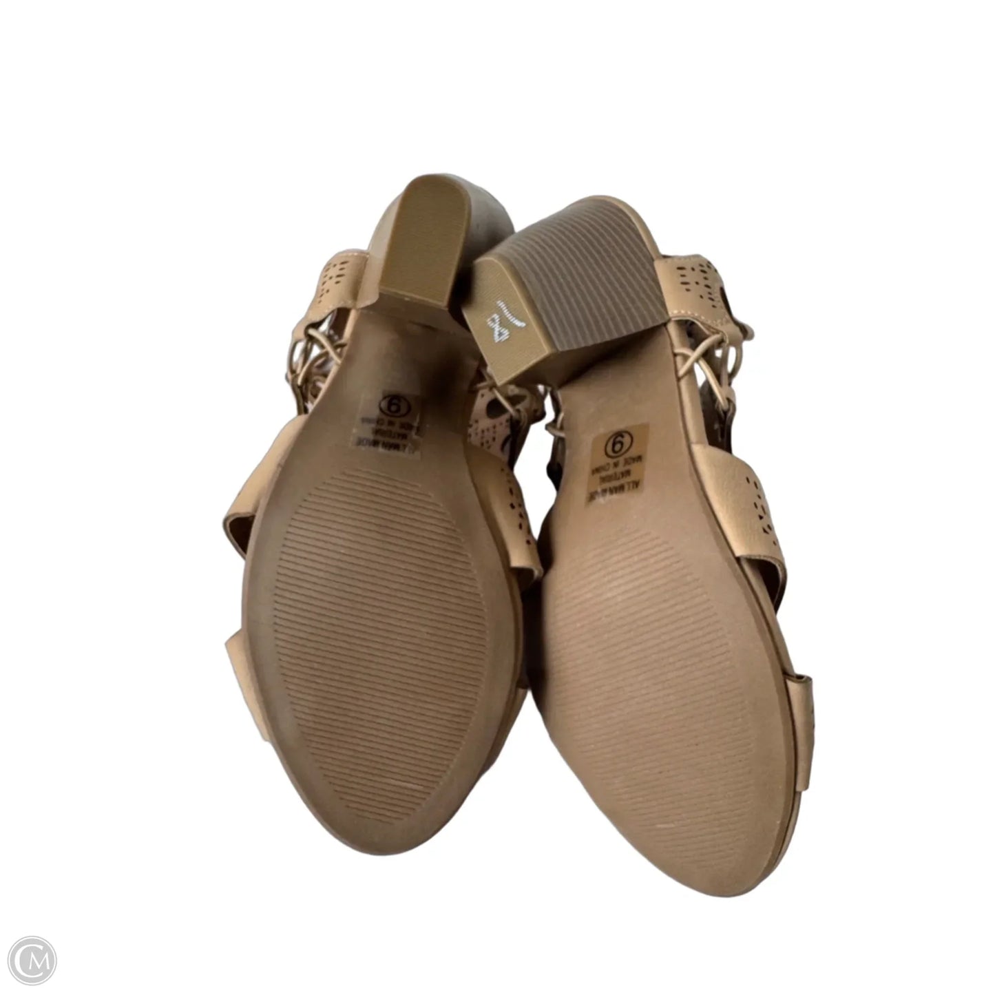 Sandals Heels Block By City Classified In Tan, Size: 9