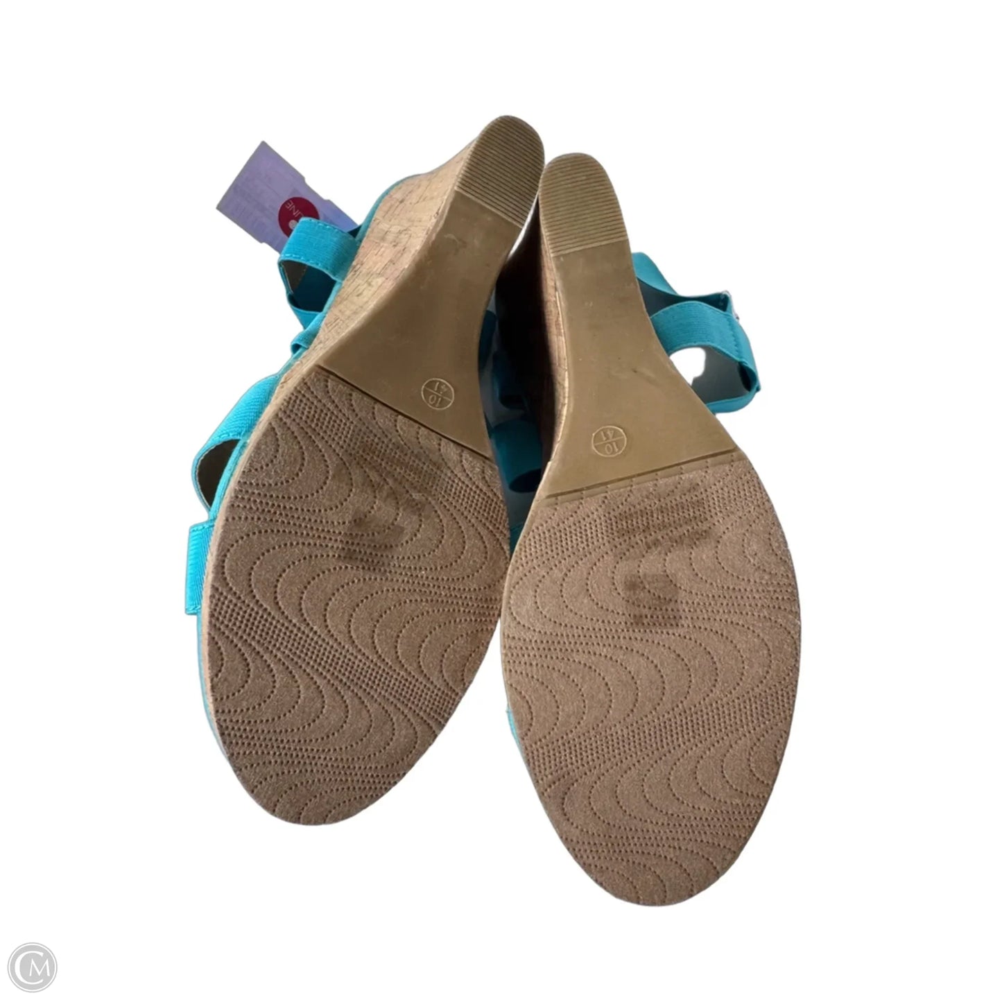 Sandals Heels Wedge By Simply Noelle In Blue & Tan, Size: 10