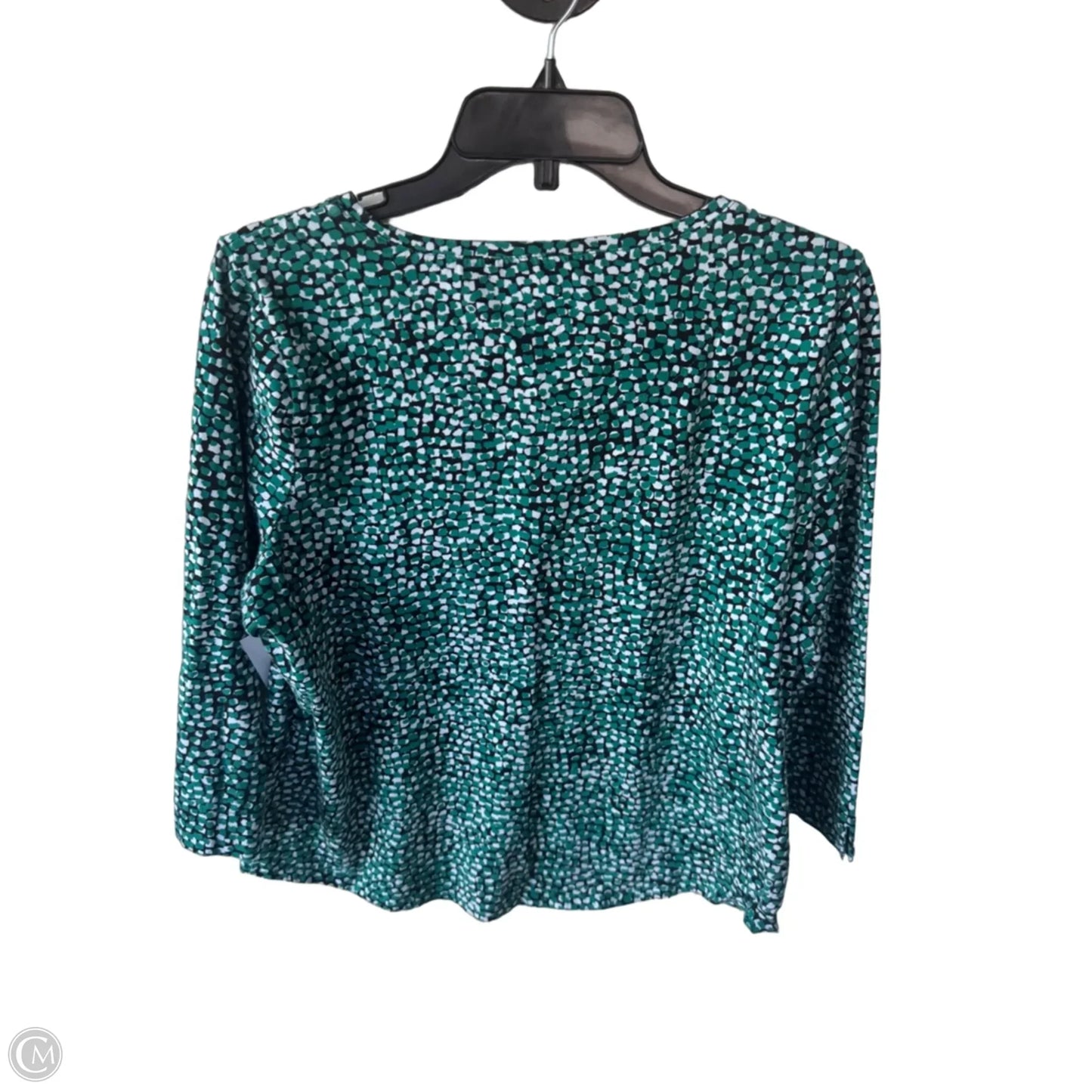 Top 3/4 Sleeve Basic By Chicos In Green & White, Size: L