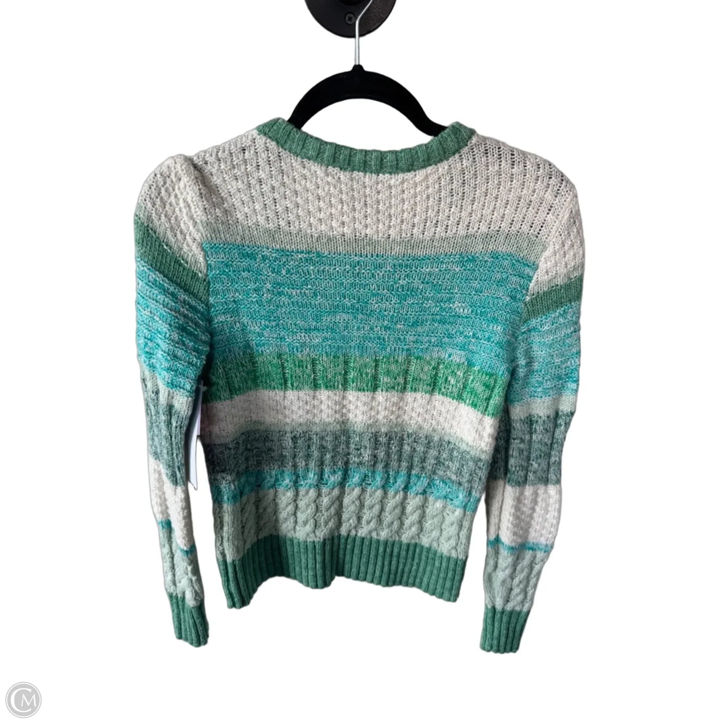 Sweater By Cabi In Green & White, Size: Xxs