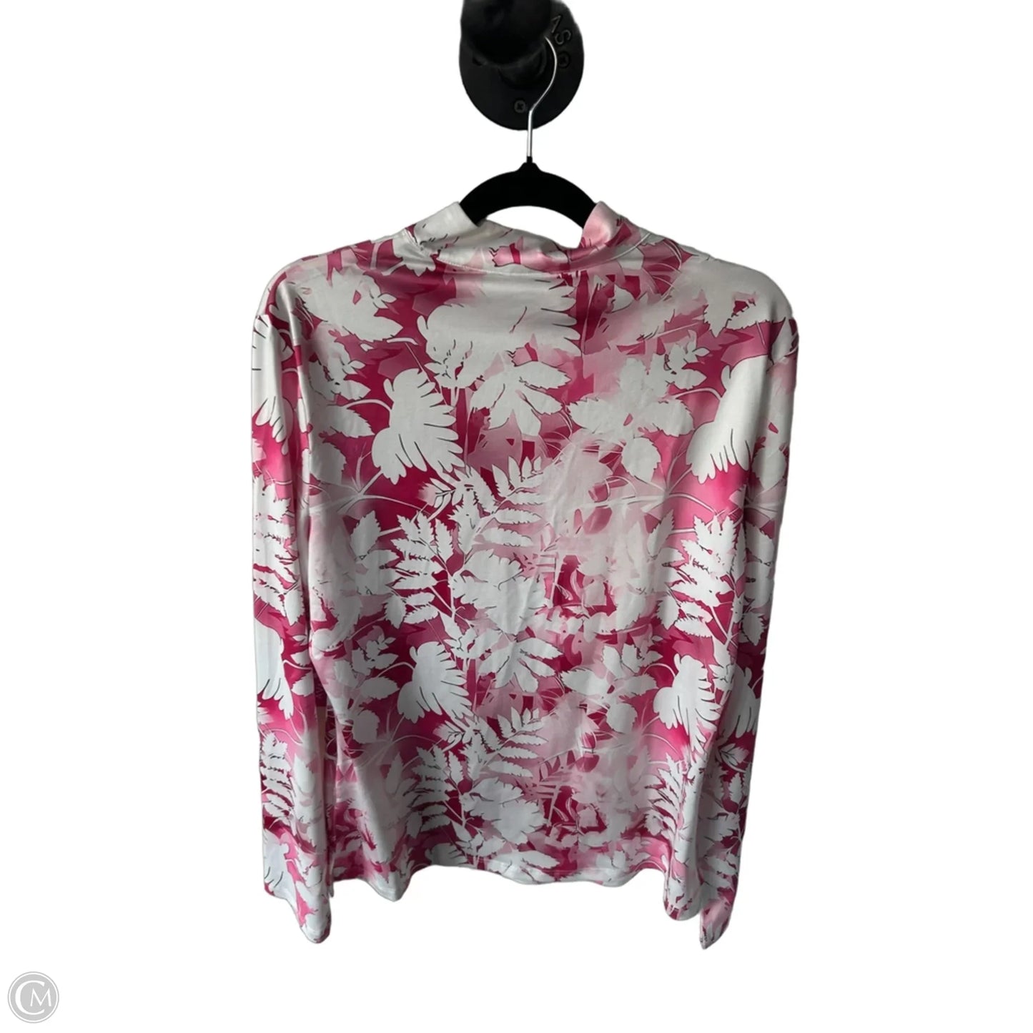 Athletic Top Long Sleeve Collar By Clothes Mentor In Pink & White, Size: M