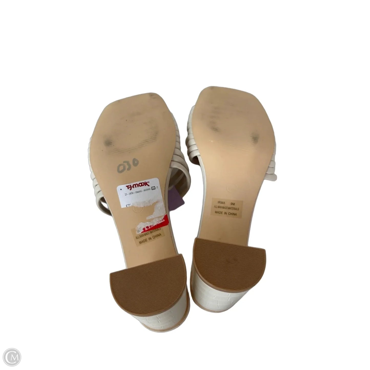 Sandals Heels Block By Cushionaire In Cream, Size: 9
