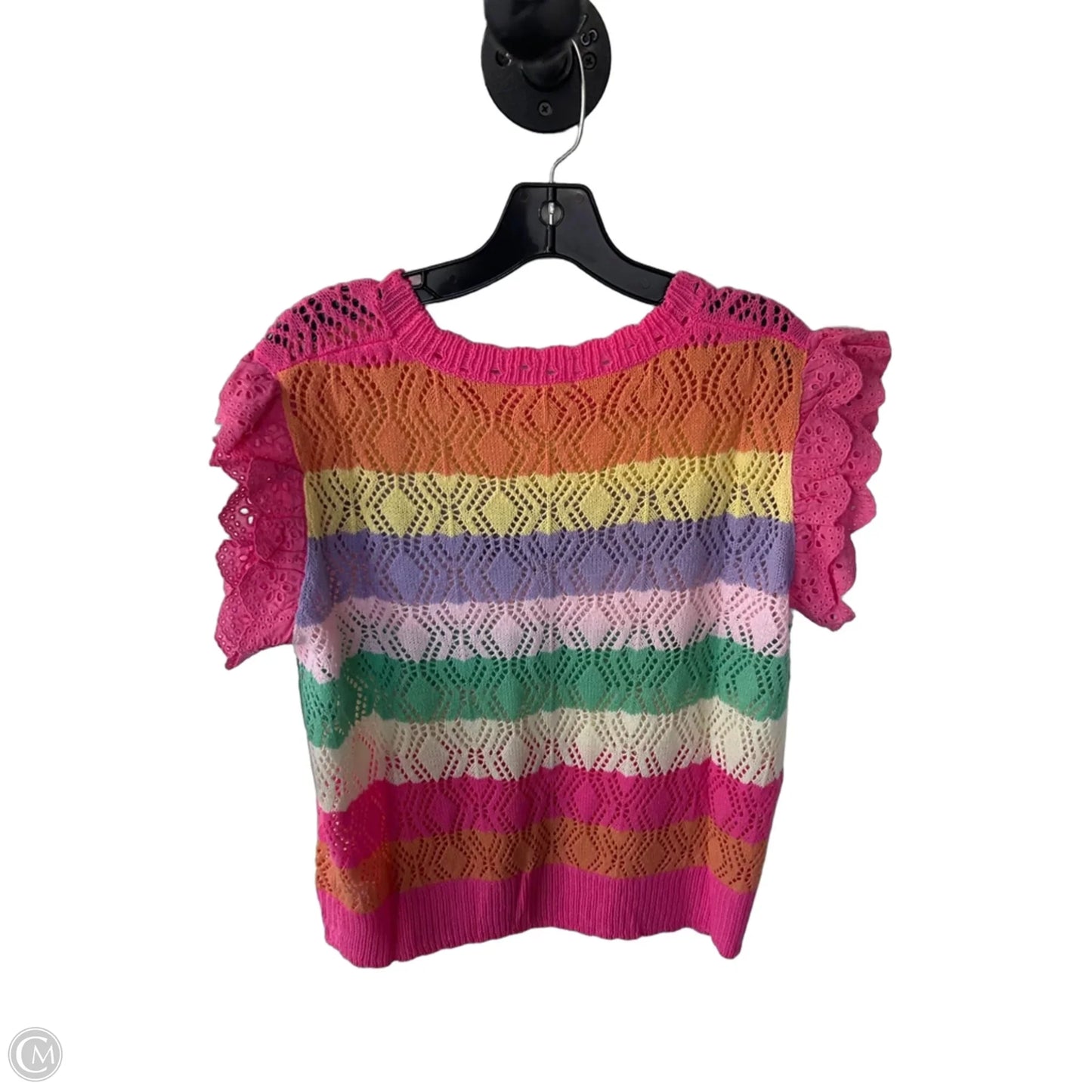 Sweater Short Sleeve By Bibi In Pink & Yellow, Size: Xl