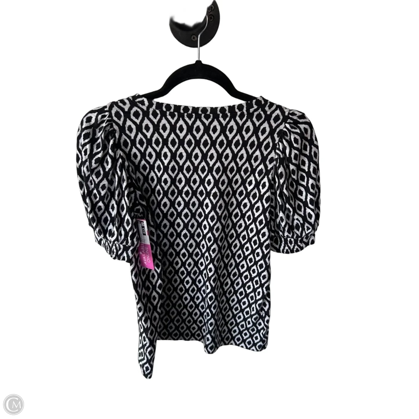 Top Short Sleeve By Chicos In Black & White, Size: S