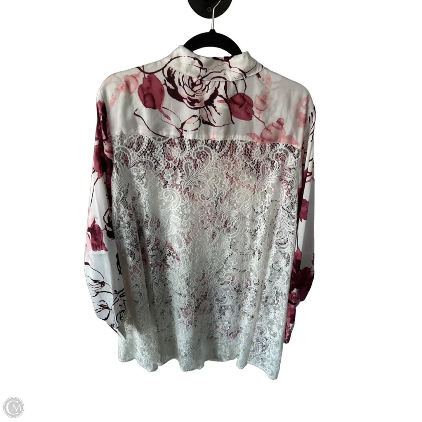 Tunic Long Sleeve By Dennis Basso Qvc In Pink & White, Size: Xl