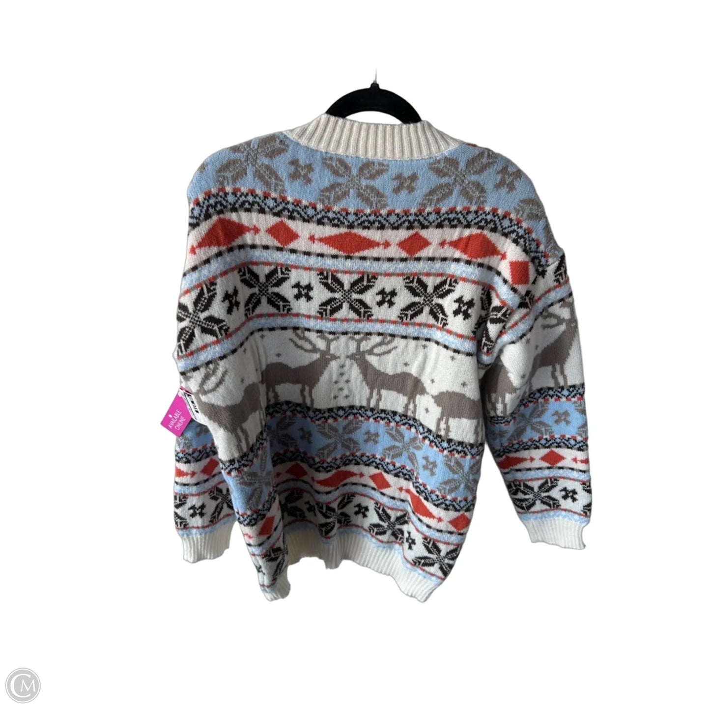Sweater By Cme In Blue & Cream, Size: L