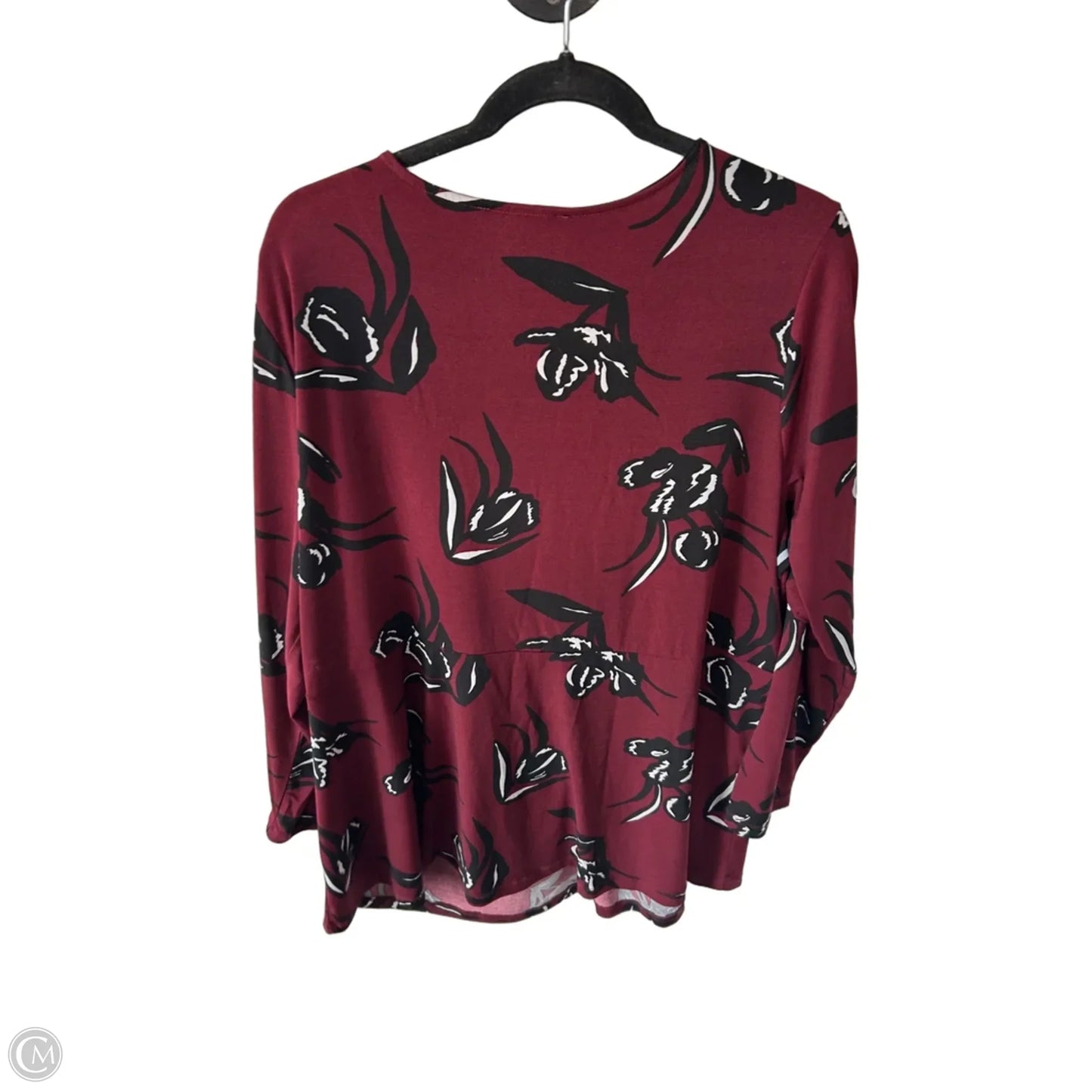 Top Long Sleeve By Ellos In Black & Red, Size: 1x