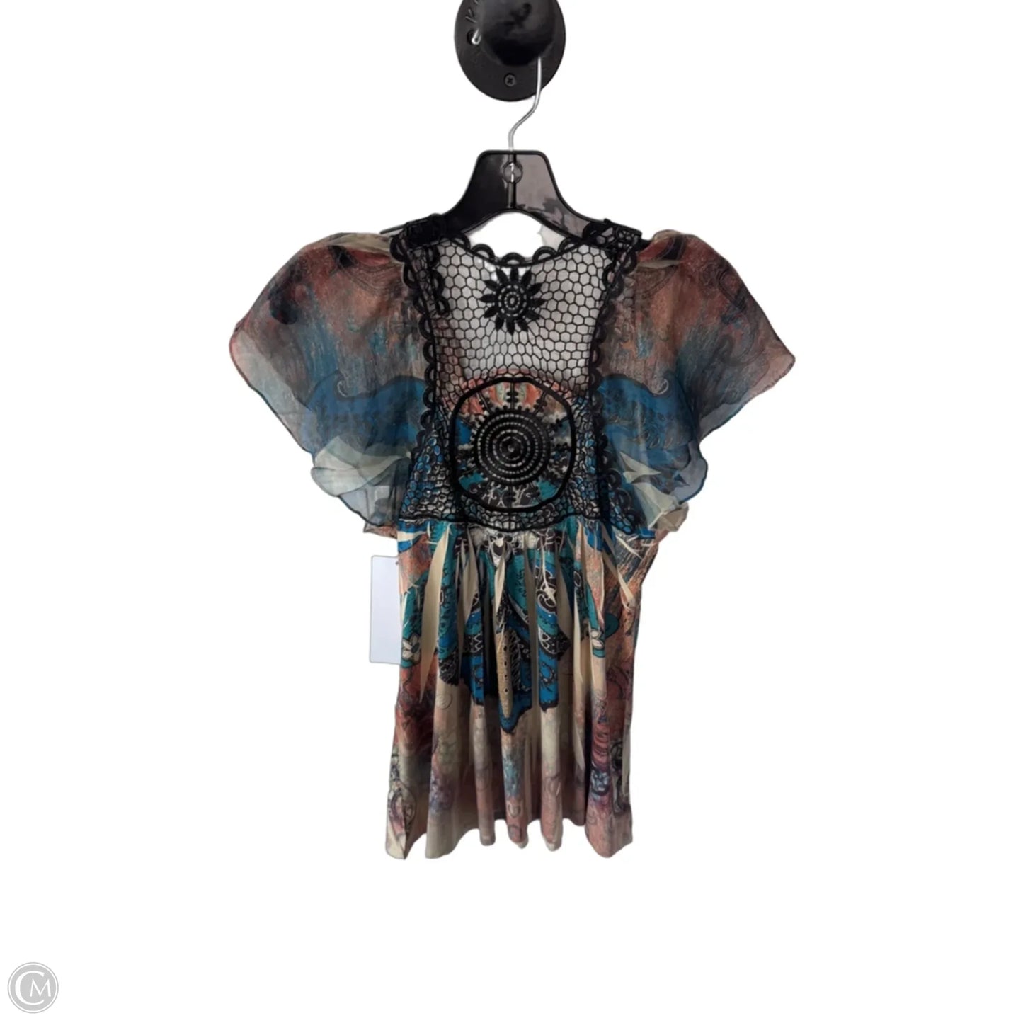 Top Short Sleeve By Boston Proper In Blue & Brown, Size: M