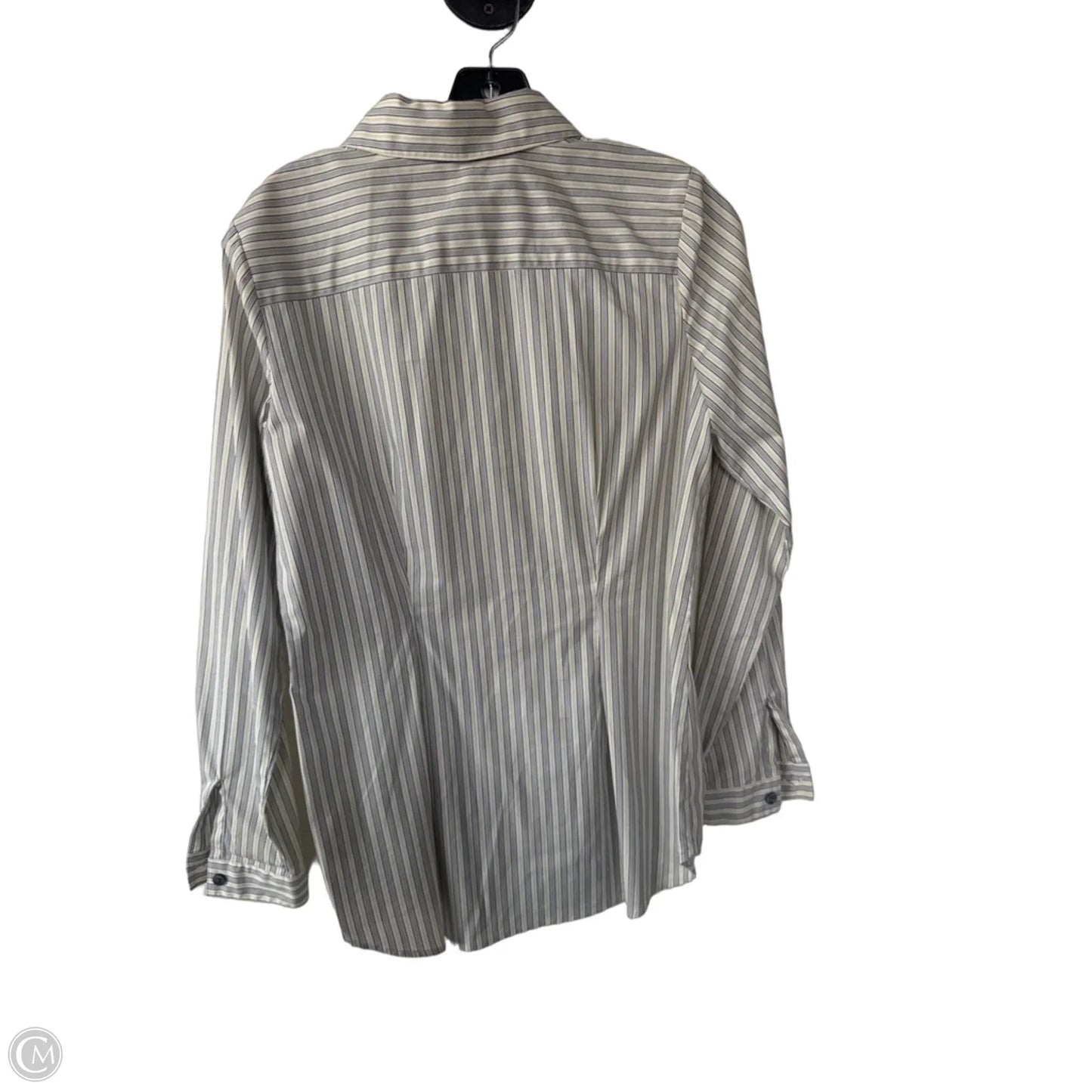 Top Long Sleeve By Cabi In Blue & Tan, Size: M