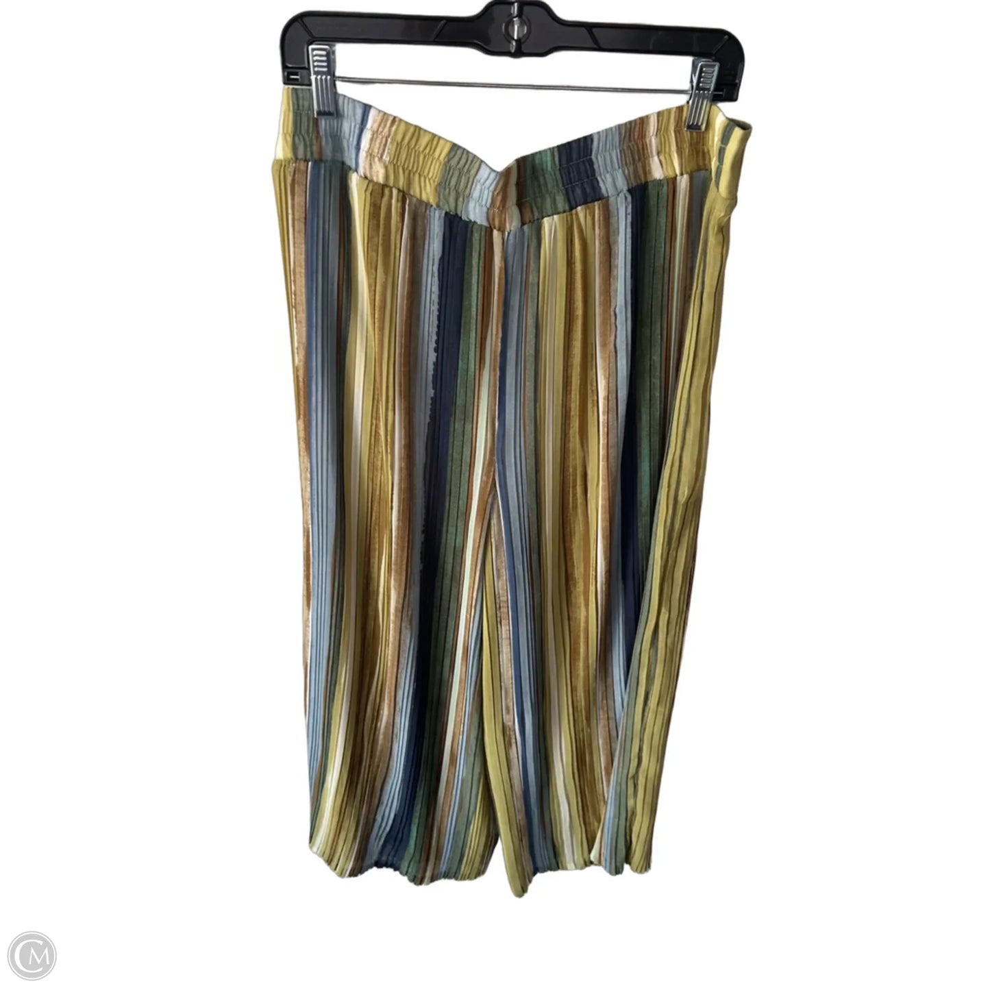 Pants Wide Leg By Adrianna Papell In Green & Tan, Size: L