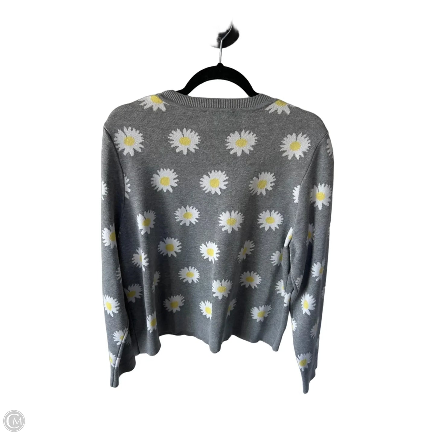 Sweater By Adrianna Papell In Grey & Yellow, Size: Xl