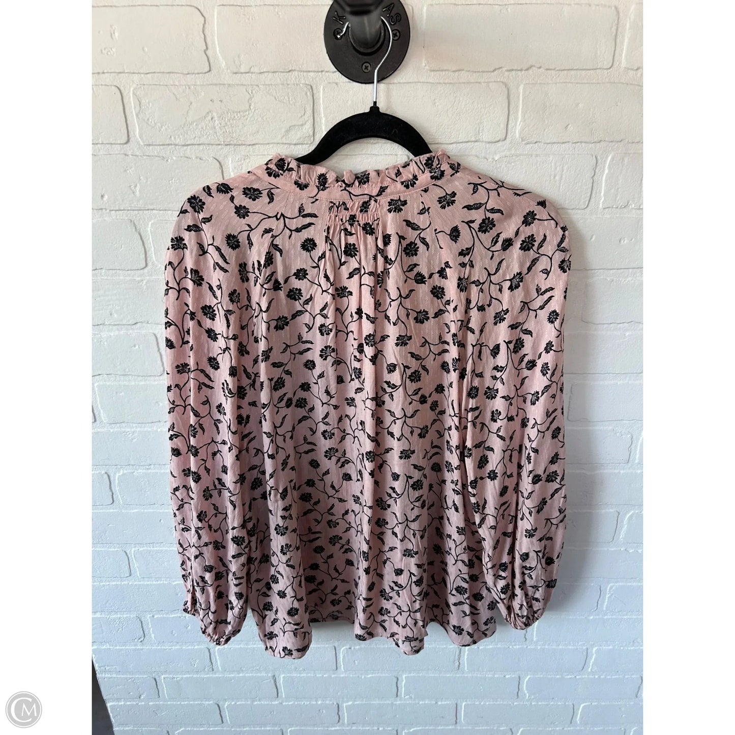 Top Long Sleeve By Caslon In Black & Pink, Size: L