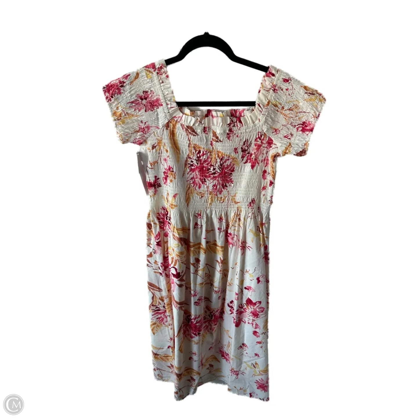 Dress Casual Midi By H&m In Cream & Red, Size: L