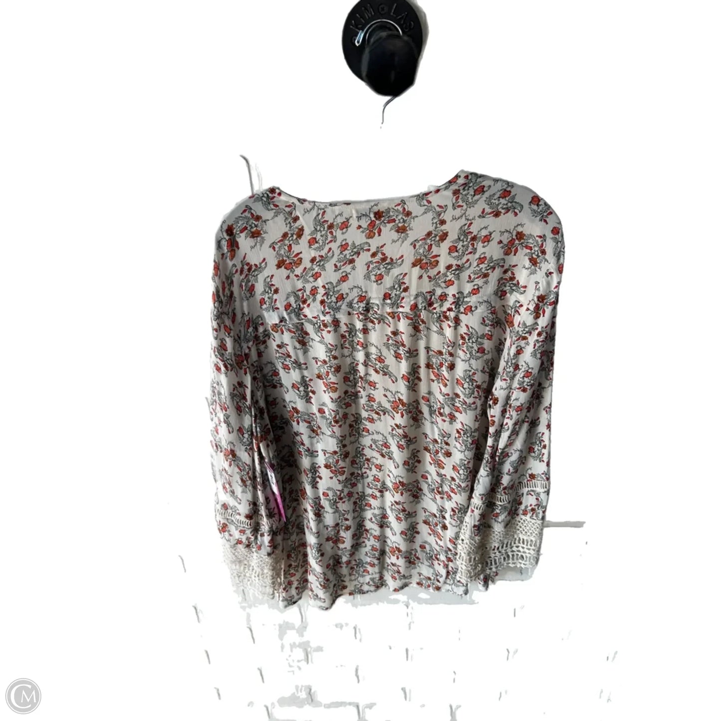 Top Long Sleeve By Democracy In Cream & Orange, Size: L